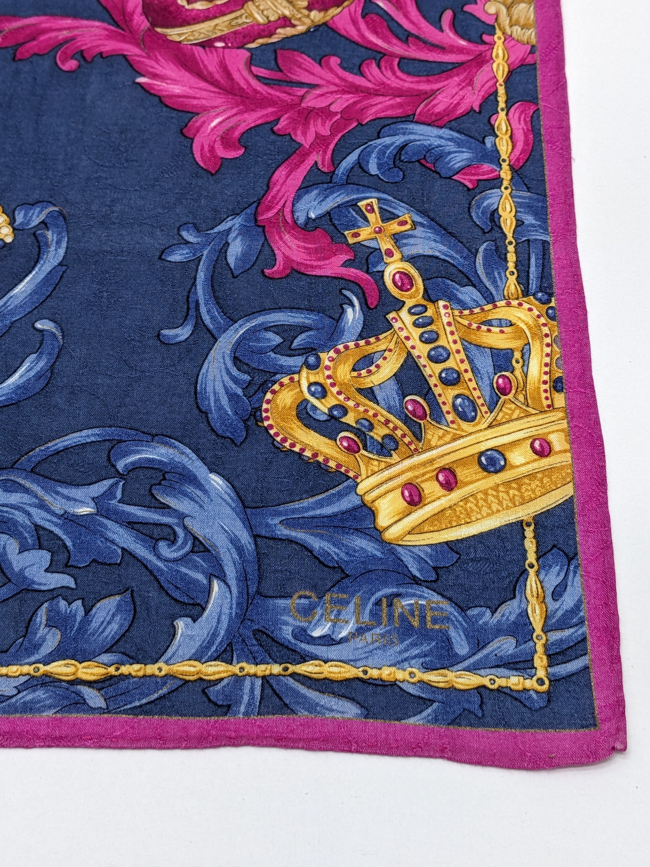 Celine Céline Silk Royal Crown Fabergé Egg Motif Baroque Scrolls Size ONE SIZE - 2 Thumbnail