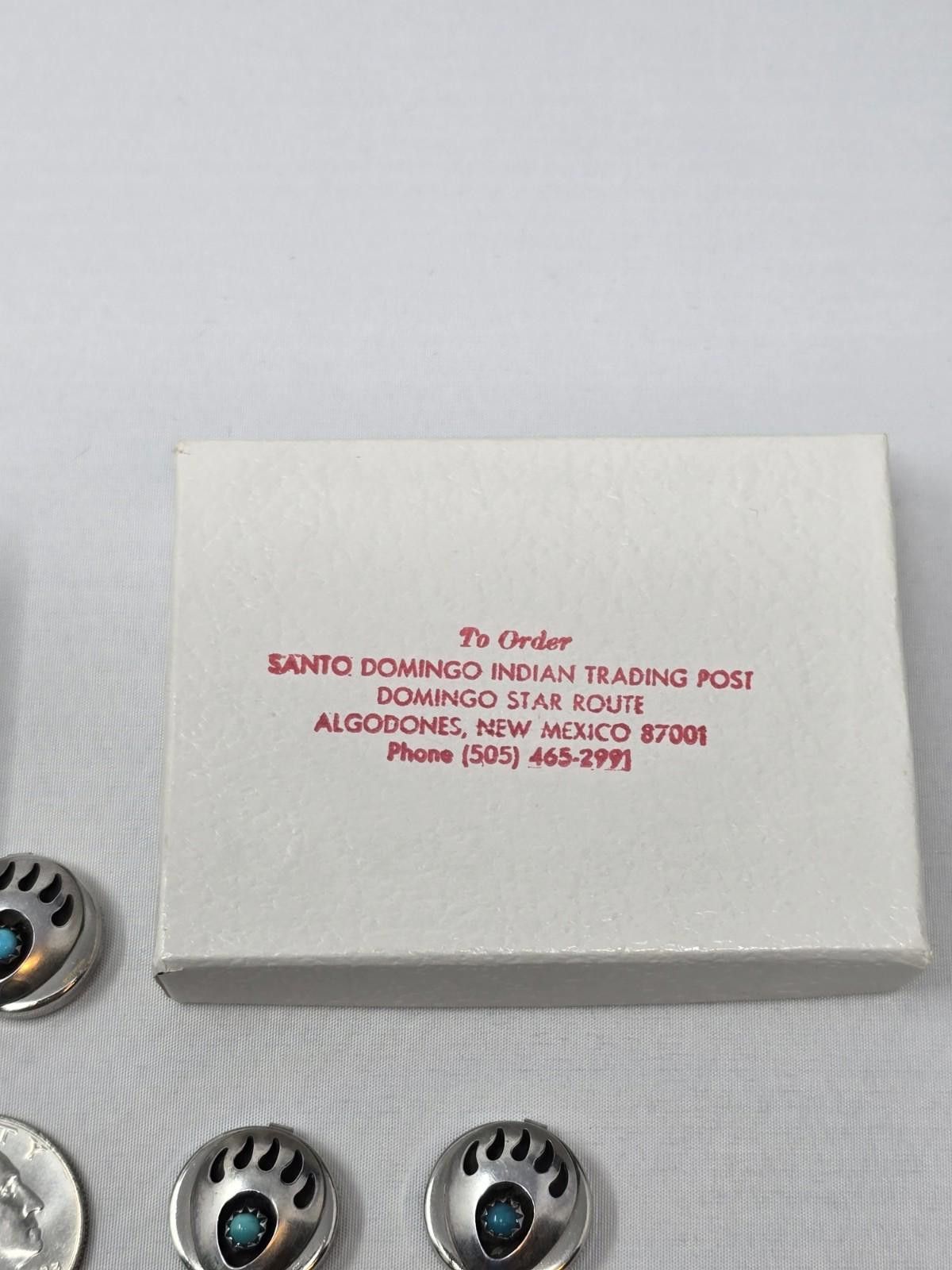Other Vtg Santo Domingo 925 Turquoise Bear Paw Button Covers Set Size ONE SIZE - 3 Thumbnail