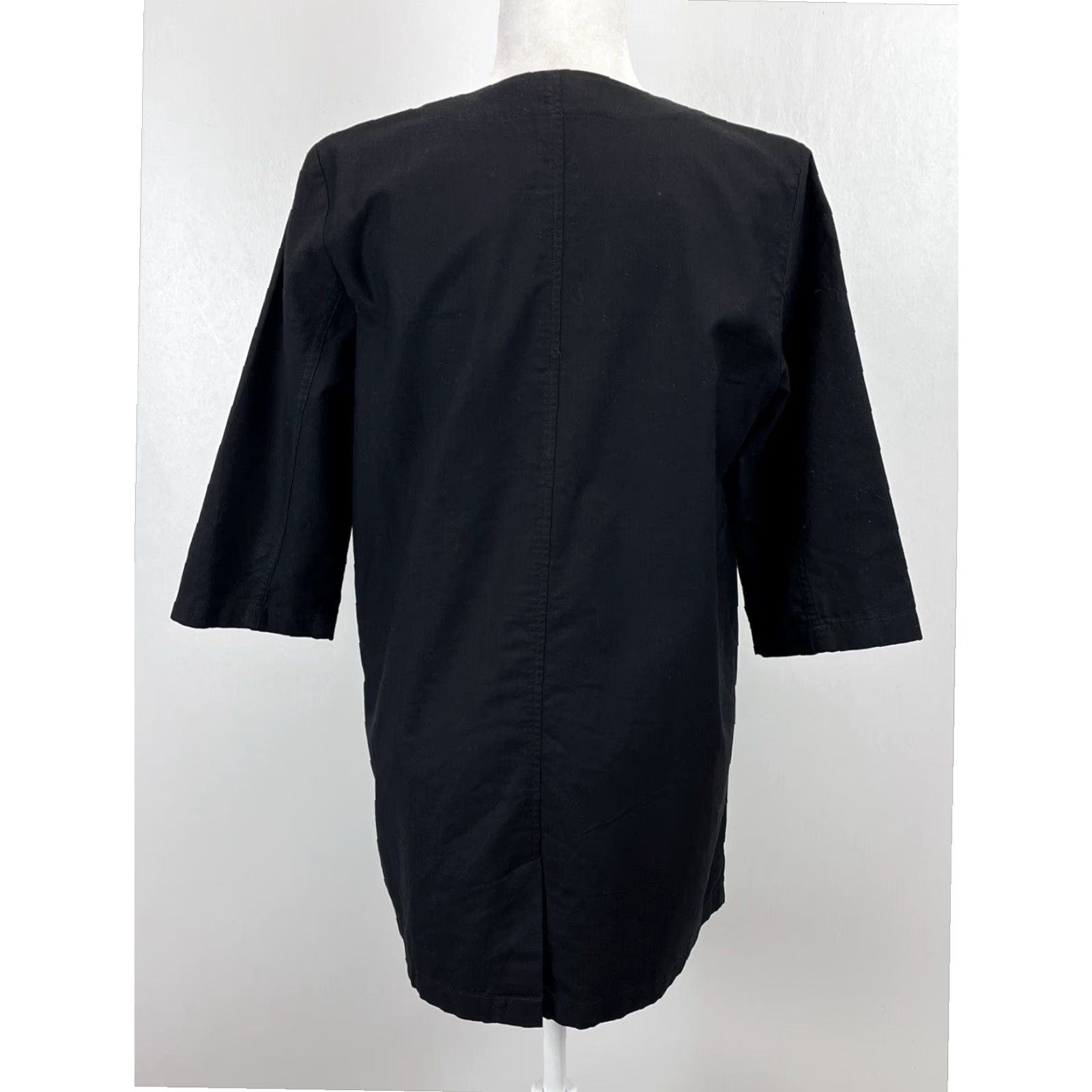 Eileen Fisher VINTAGE Eileen Fisher Cotton Open Front Jacket Womens XS Black Minimalist Classic Size XS / US 0-2 / IT 36-38 - 3 Thumbnail