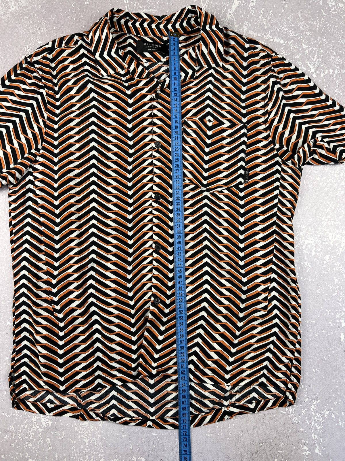 Allsaints Religion Camp Collar Geometric Print S/S Viscose Shirt Size US M / EU 48-50 / 2 - 9 Thumbnail