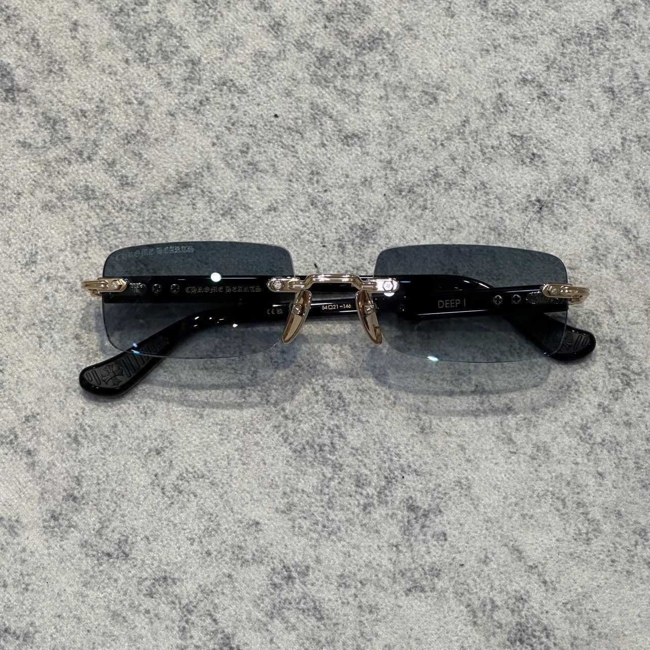 Chrome Hearts CHROME HEARTS DEEP I Gold Plated-Black-Plastic-Sun Size ONE SIZE - 7 Thumbnail