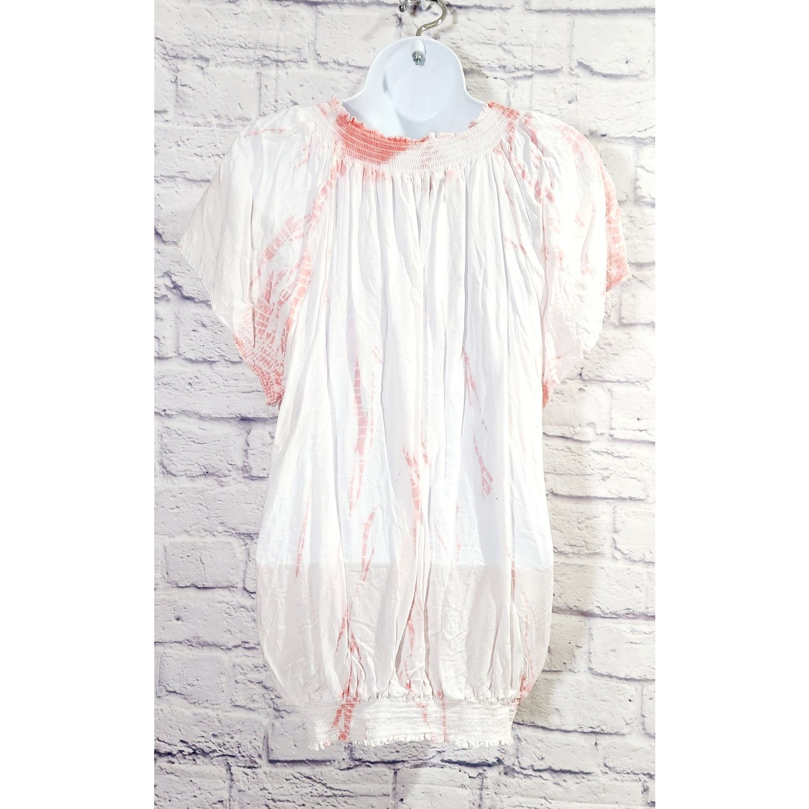 Other Fever White Orange Tie Dye Embroidered Top Large Lightweight Size L / US 10 / IT 46 - 2 Thumbnail