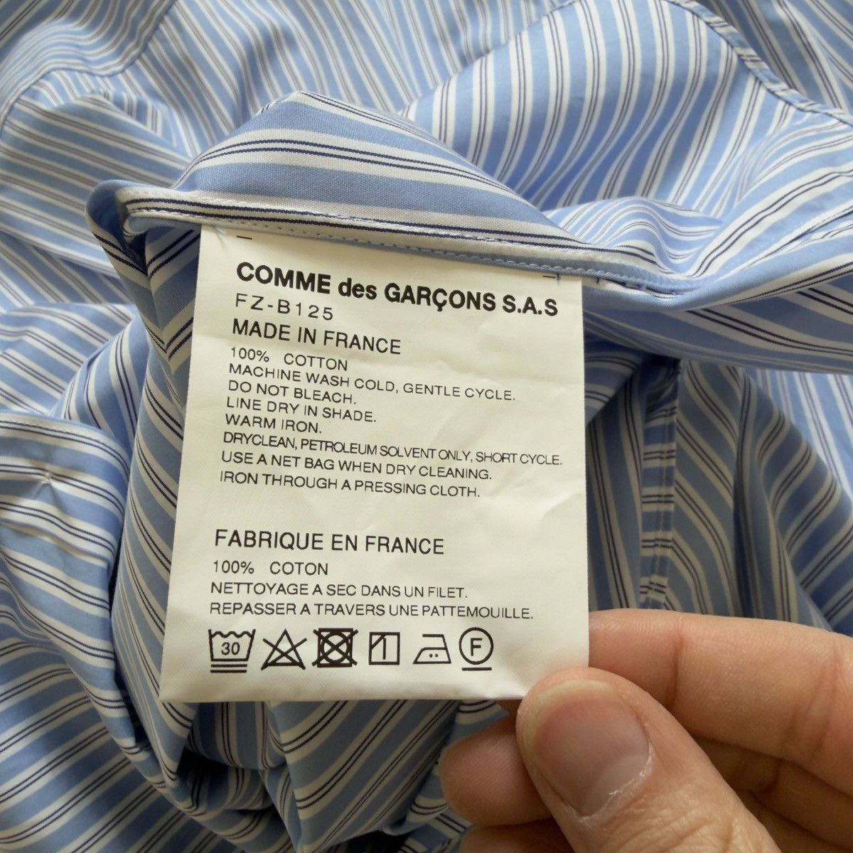 Comme des Garcons Blue/White Striped Cotton Shirt Size US M / EU 48-50 / 2 - 11 Thumbnail
