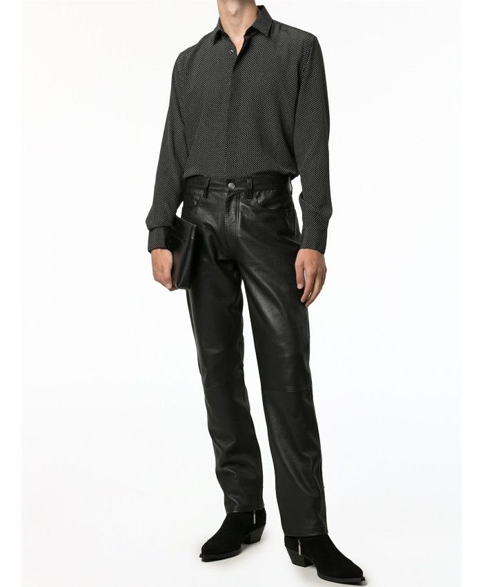 Saint Laurent Paris o1s1wg111124 Shirt in Dotted Crepe De Chine in Black Size US XS / EU 42 / 0 - 2 Thumbnail