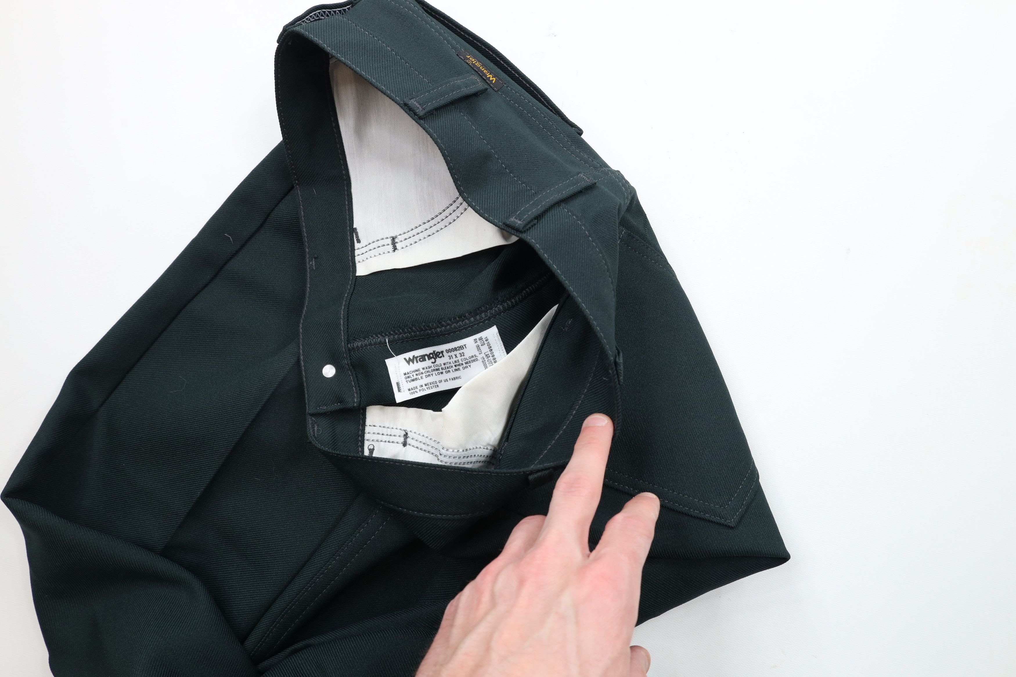 Vintage × Wrangler Vintage 90s Wrangler Wide Leg Bootcut Pants Green Polyester Size US 31 - 7 Thumbnail