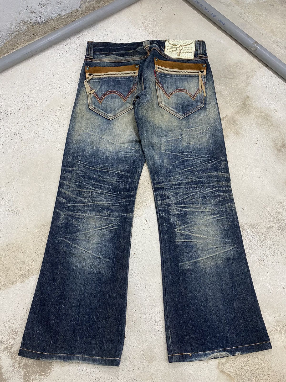 Edwin × Japanese Brand × Vintage Edwin Japan Blue Trip Zipper Pocket Rainbow Washed Usage Size US 34 / EU 50 - 2 Thumbnail