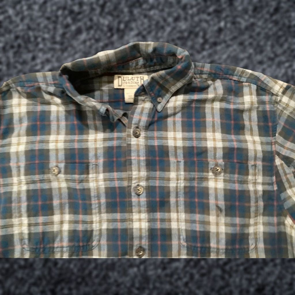 Vintage Duluth Button Up Shirt Mens Large Blue Check Relaxed Fit Casual Long Sleeve Shirt Size US L / EU 52-54 / 3 - 1 Thumbnail