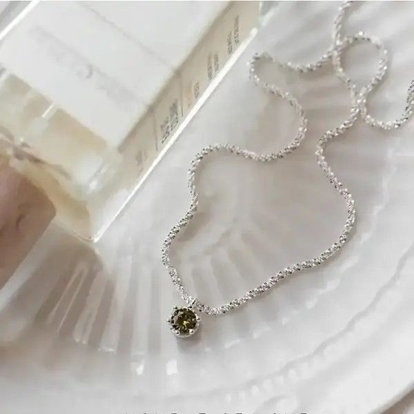 Jewelry × Sterling Silver 925 Sterling Silver Sparkling Clavicle Chain Choker Necklace Size ONE SIZE - 4 Thumbnail