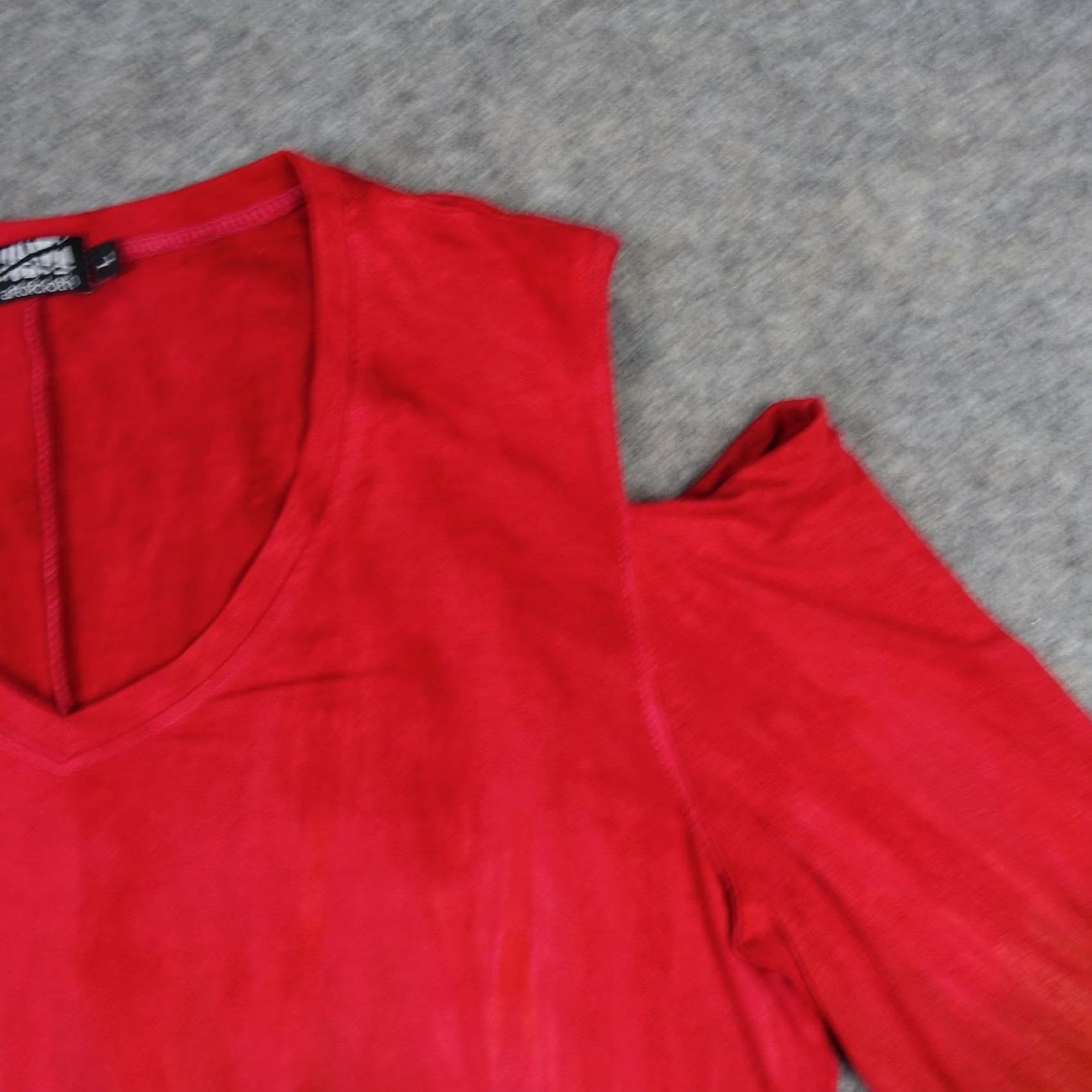 CLOT VINTAGE Art Of Cloth Shirt Dress Womens L Red Tie Dye Cold Shoulder Tunic Top V-Neck 3/4 Sleeve Stretch Jersey Casual Size L / US 10 / IT 46 - 3 Thumbnail