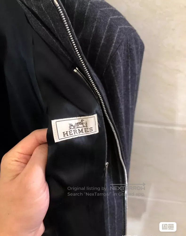 Hermes Hermes Jacket, 100% wool, size 48, striped dark gray. Size US M / EU 48-50 / 2 - 3 Thumbnail