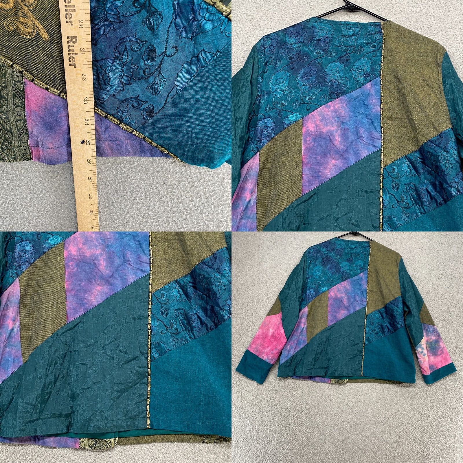 Element VINTAGE Elementz Jacket Womens XL Patchwork 70s Tapestry Art to Wear Floral Size XL / US 12-14 / IT 48-50 - 8 Thumbnail
