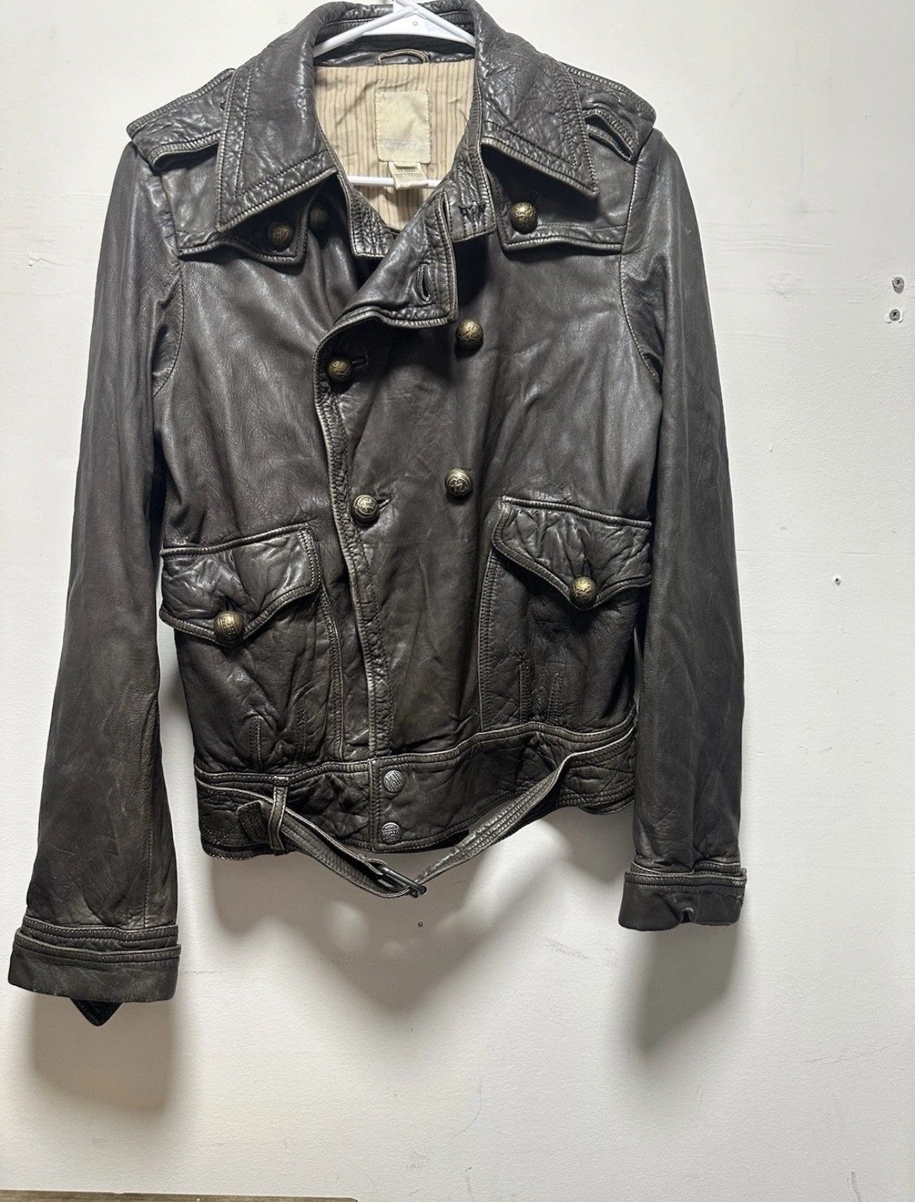 Diesel Diesel Y2K Brown Leather Motorcycle Jacket Belted Size L Size L / US 10 / IT 46 - 1 Thumbnail