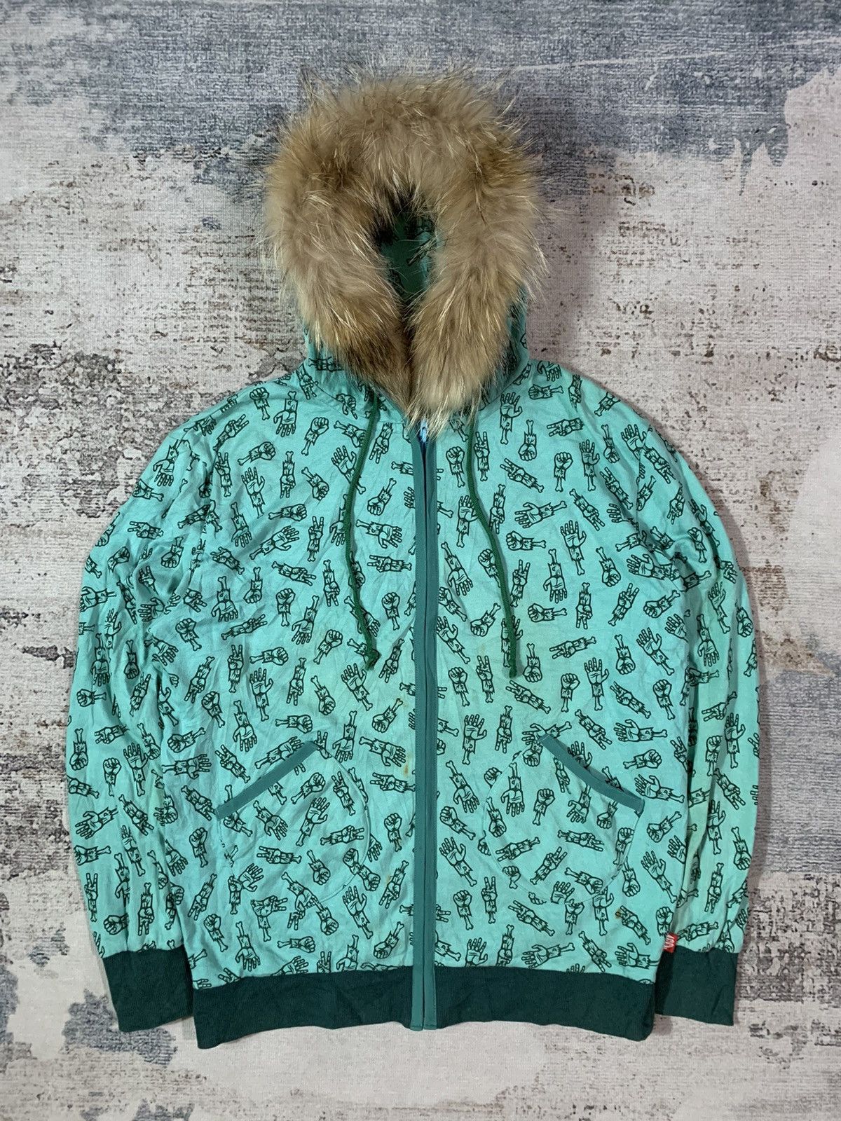 Japanese Brand Undefined Japan Fur Hoodie Full Print Punk Style Size US M / EU 48-50 / 2 - 1 Thumbnail