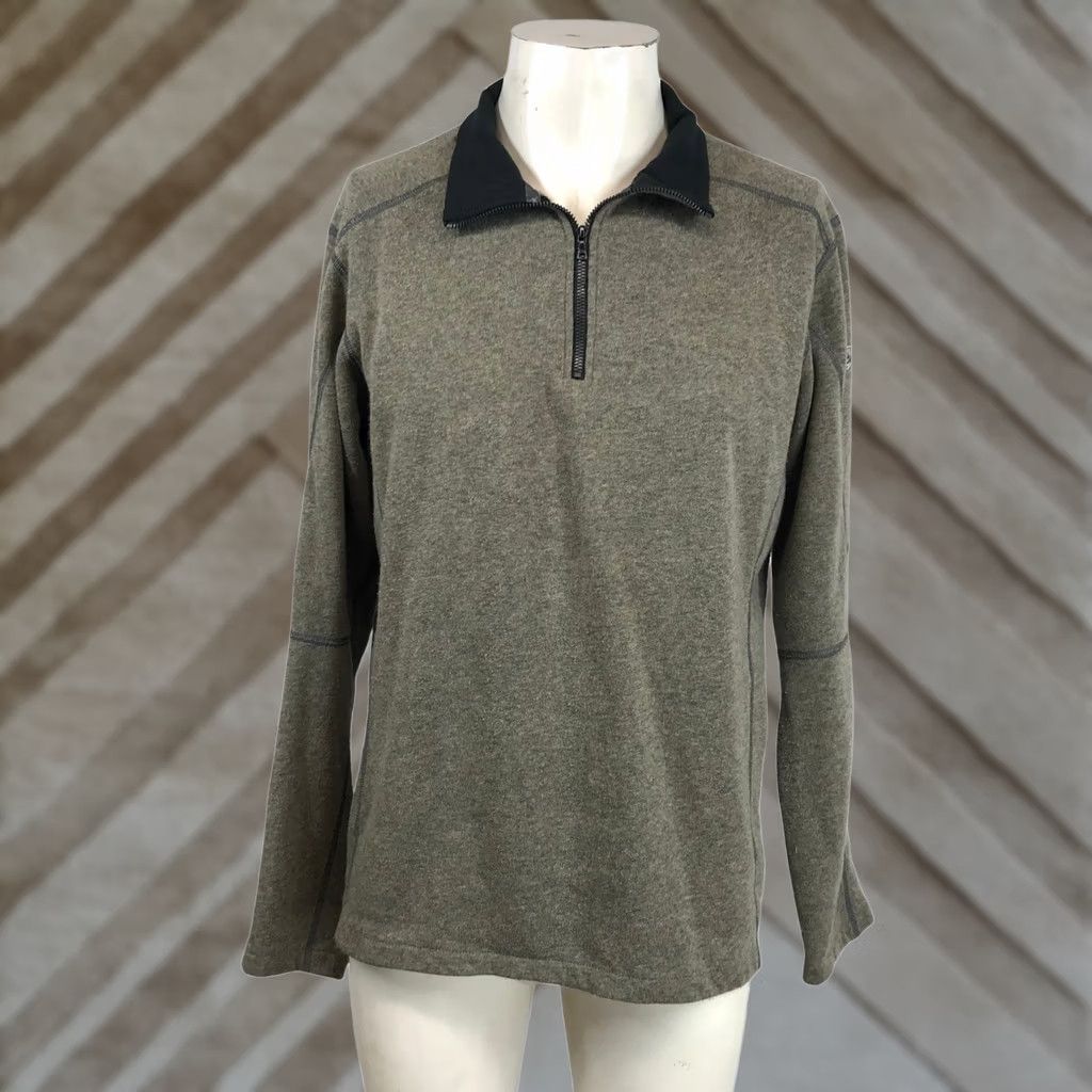 Olive Kuhl Kashmira Mens Large Quarter Zip Pullover Olive Green Heathered Fleece L Size US L / EU 52-54 / 3 - 1 Thumbnail
