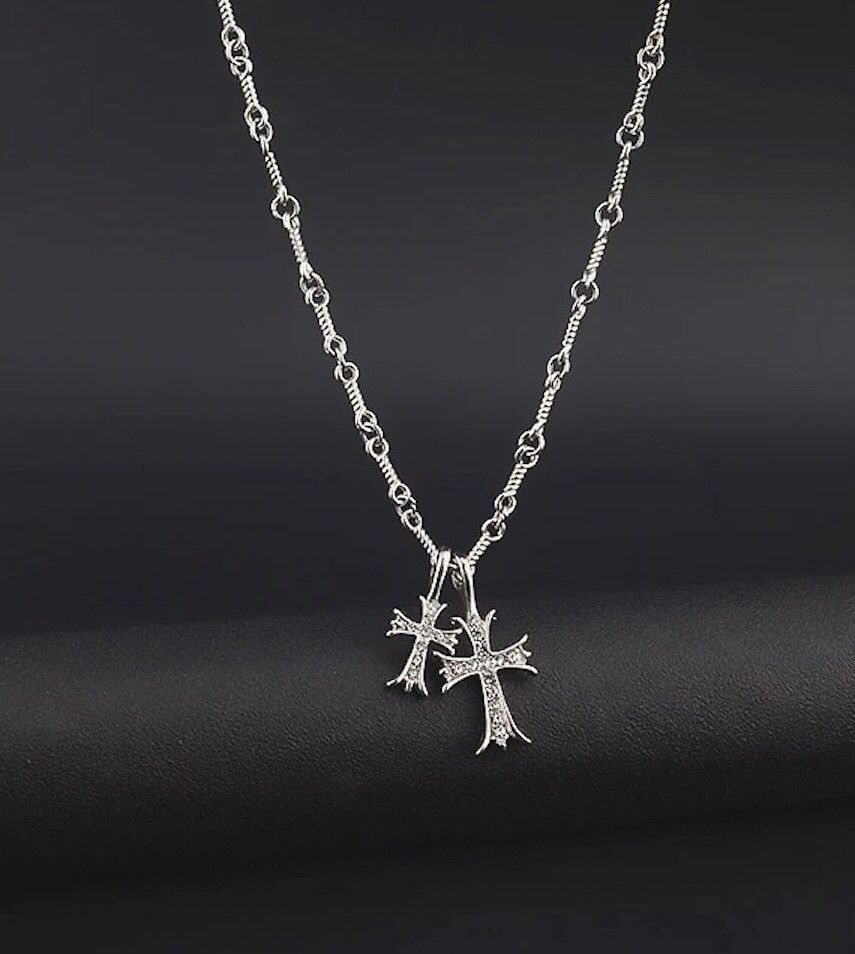 Jewelry Double Cross Necklace Size ONE SIZE - 2 Thumbnail