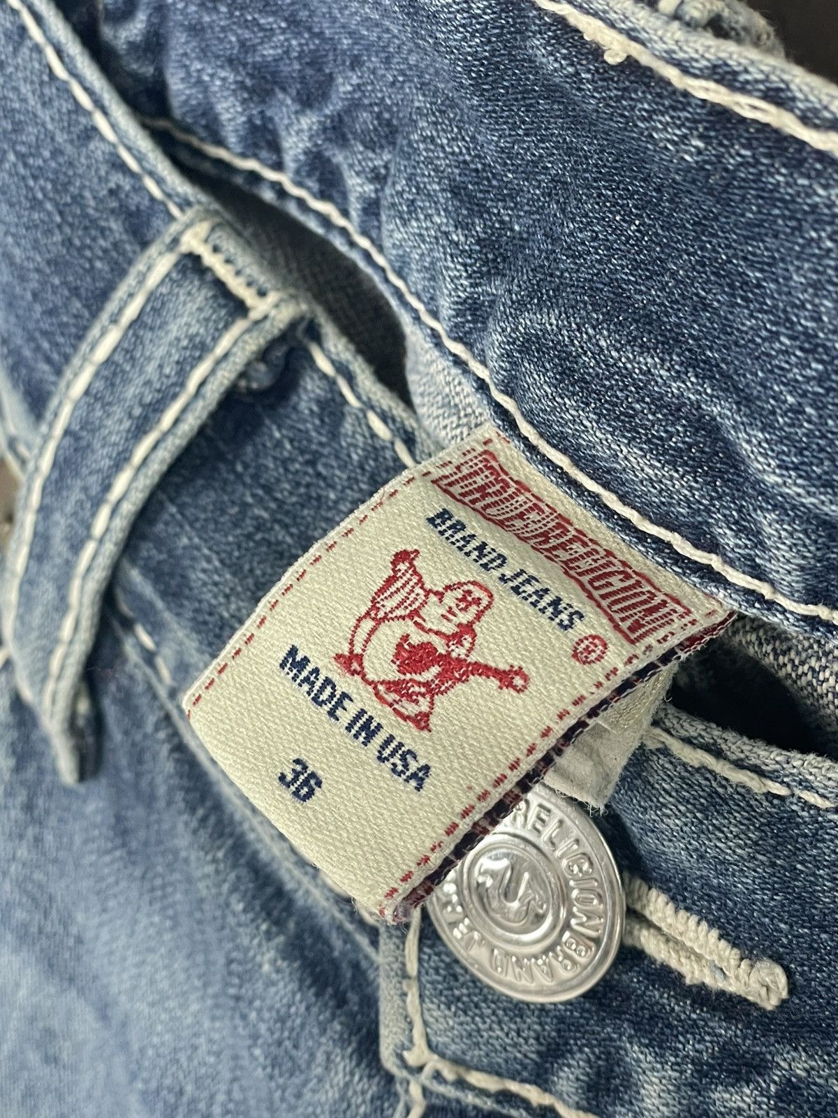 Japanese Brand × True Religion 💥Y2K Vintage True Religion White Stitch Rare Straight Jeans Size US 36 / EU 52 - 13 Thumbnail