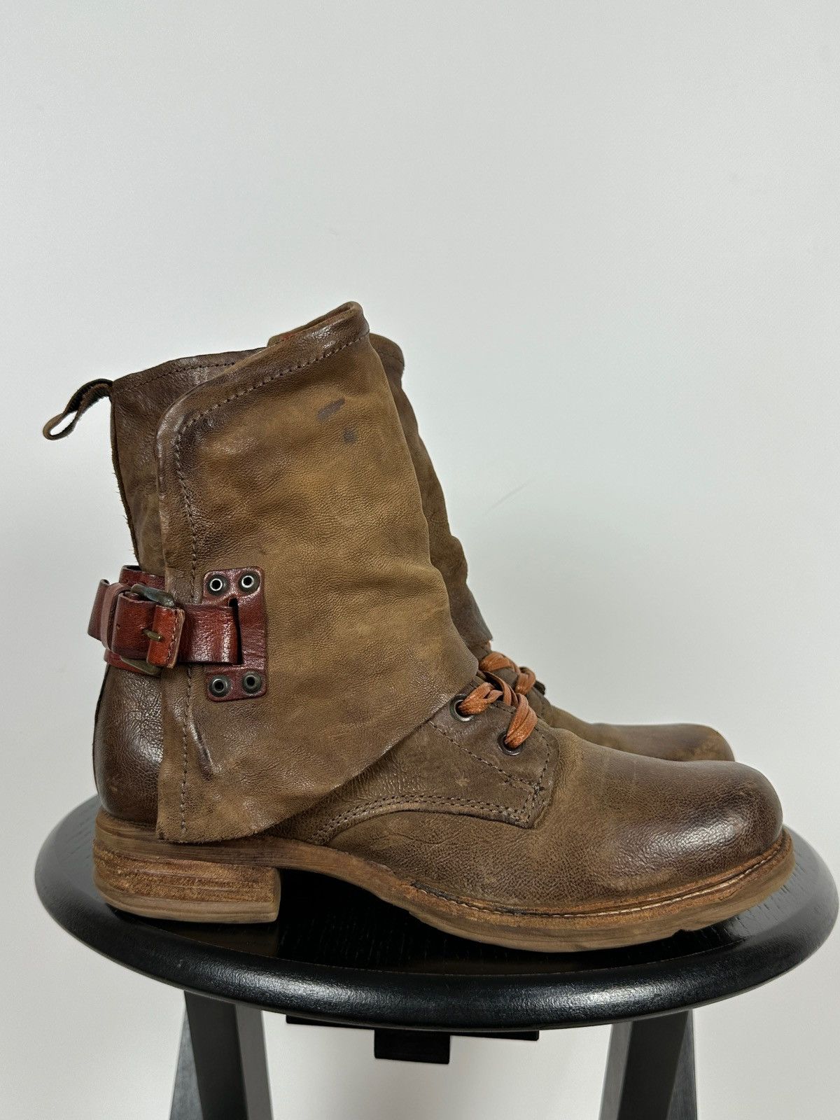 A.S.98 A.S.98. Airstep Brown Leather Biker Ankle Boots Size US 7 / IT 37 - 2 Thumbnail