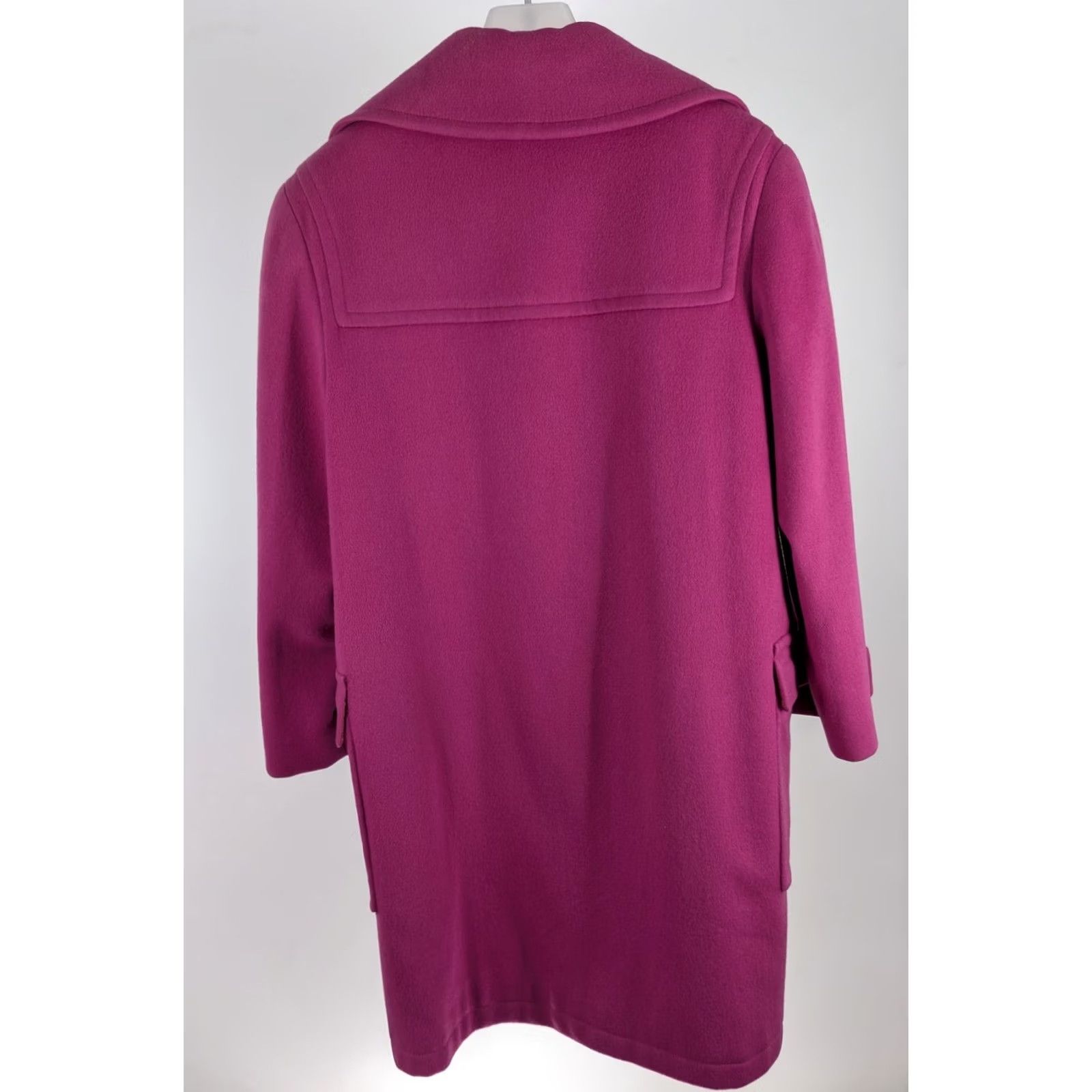 Bill Blass VINTAGE Bill Blass Pink Wool Overcoat 42" Coat USA Wool 100% Toggle Closure Eyelet Grommet 80s 70s Magenta UNPAIRED Mens Womens? Size M / US 6-8 / IT 42-44 - 4 Thumbnail