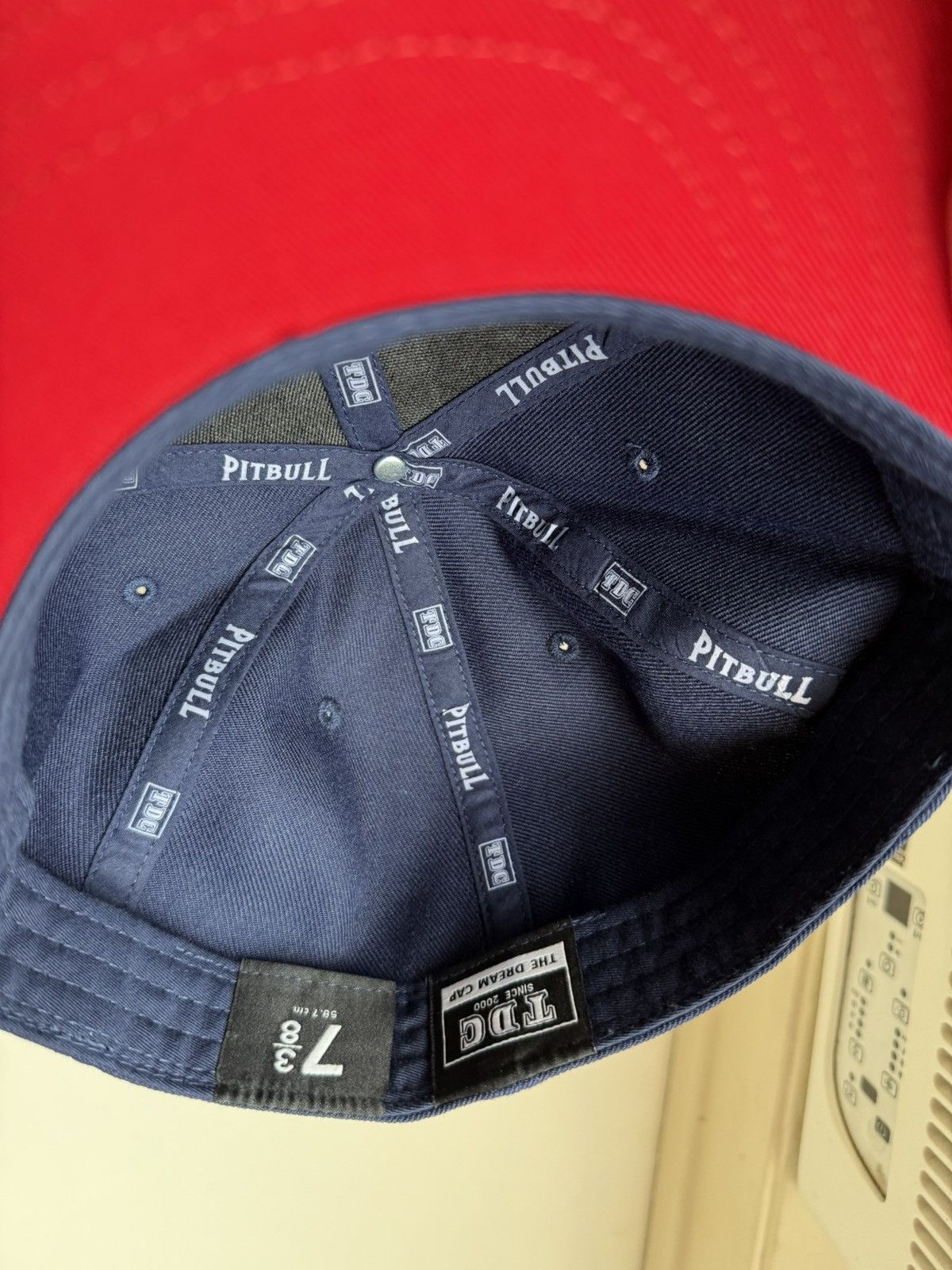 Playboi Carti YVL FITTED NAVY ON RED BRIM SIZE 7 3/8 | Grailed