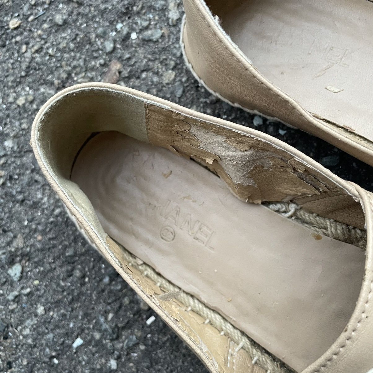 Vintage 💥GRAIL💥 Chanel Espadrilles beige Leather ballet shoes boots Size US 7 / IT 37 - 4 Thumbnail
