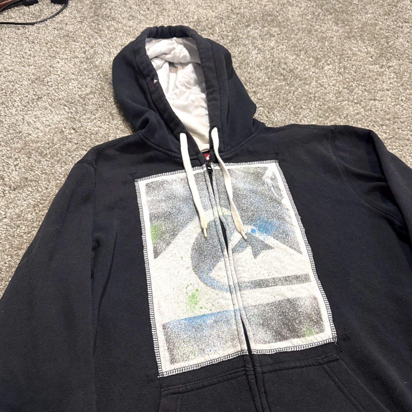 Quiksilver VINTAGE Quiksilver Hoodie Black Medium Grunge Surf Skate Full Zip Y2K Cyber Size US M / EU 48-50 / 2 - 3 Thumbnail