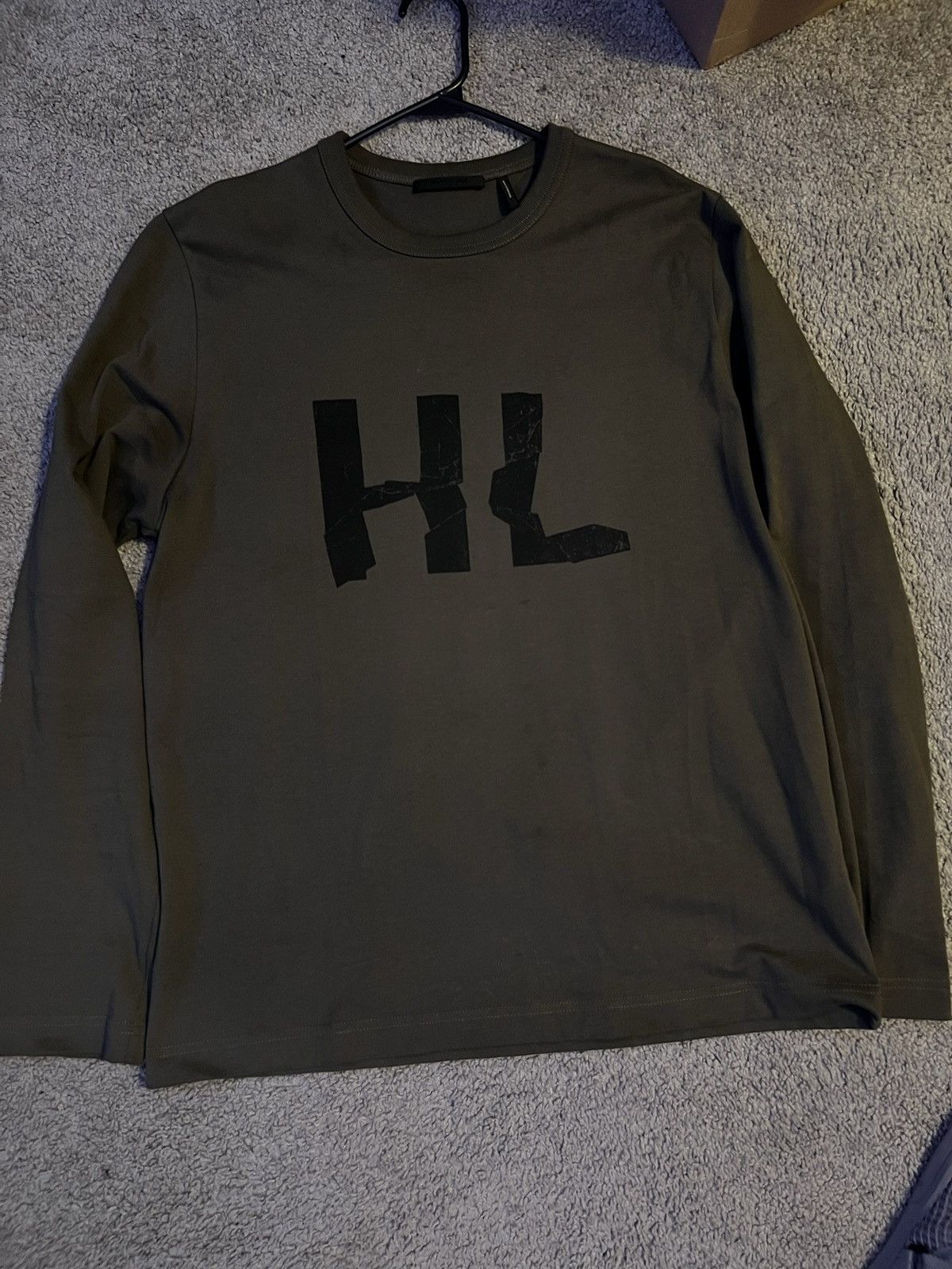 image of Helmut Lang Crumple L/s Tee in Green, Men's (Size Medium)