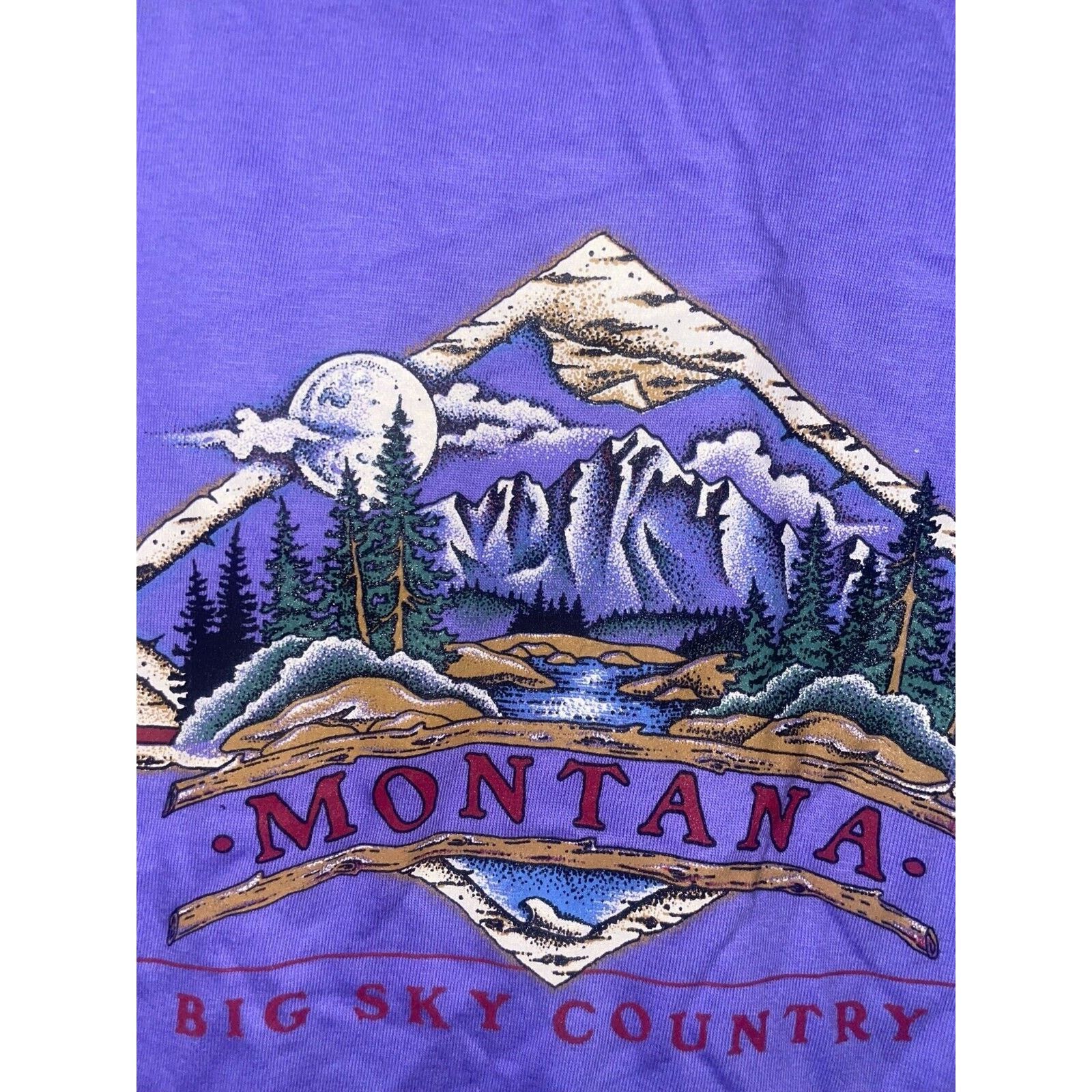 Jerzees Vintage Montana Shirt Big Sky Country Purple Tee VTG 90s L Size US L / EU 52-54 / 3 - 3 Thumbnail