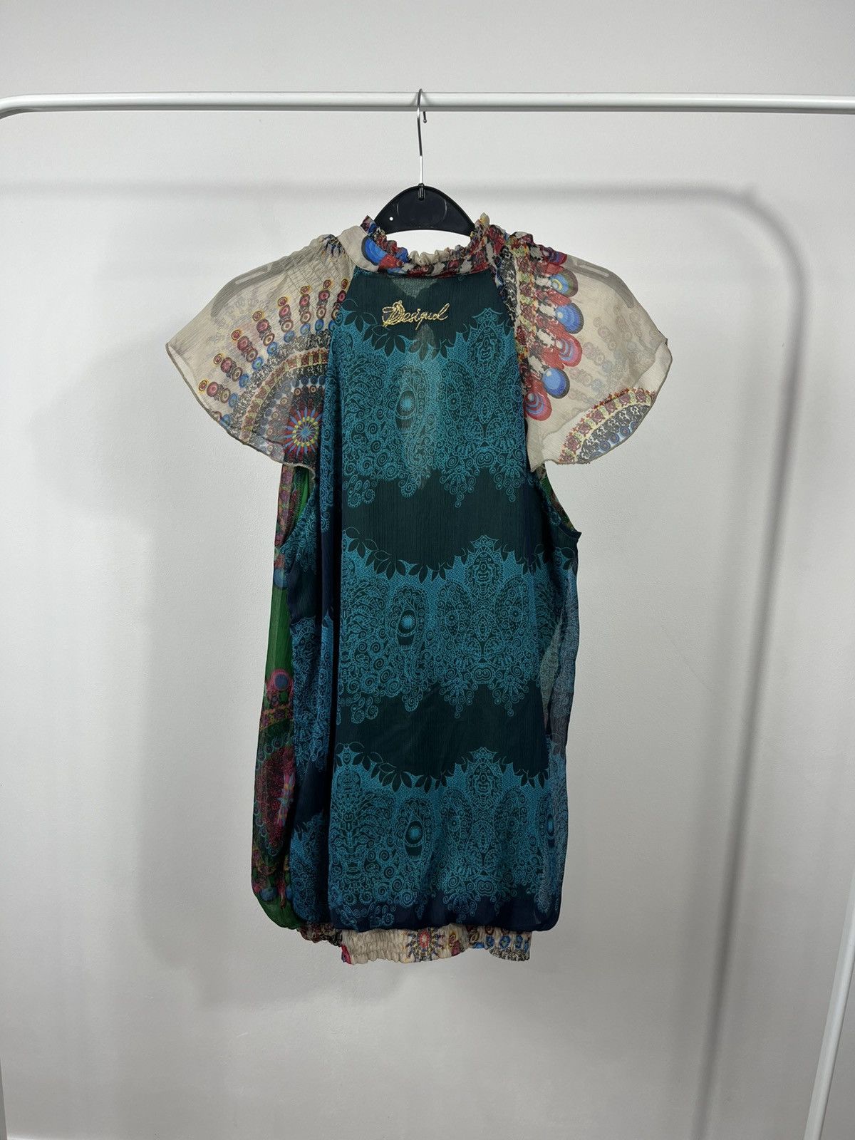 Desigual Desigual multicolor boho mini dress green abstract print L Size L / US 10 / IT 46 - 14 Thumbnail