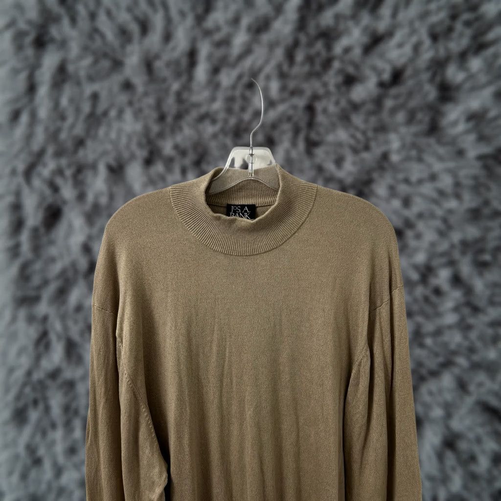 Jos. A. Bank Jos A Bank Signature Collection Sweater Mens 2XL Tan 100% Silk Mock Neck L/S Short Form: Pullover, Classic Fit Size US XXL / EU 58 / 5 - 1 Thumbnail