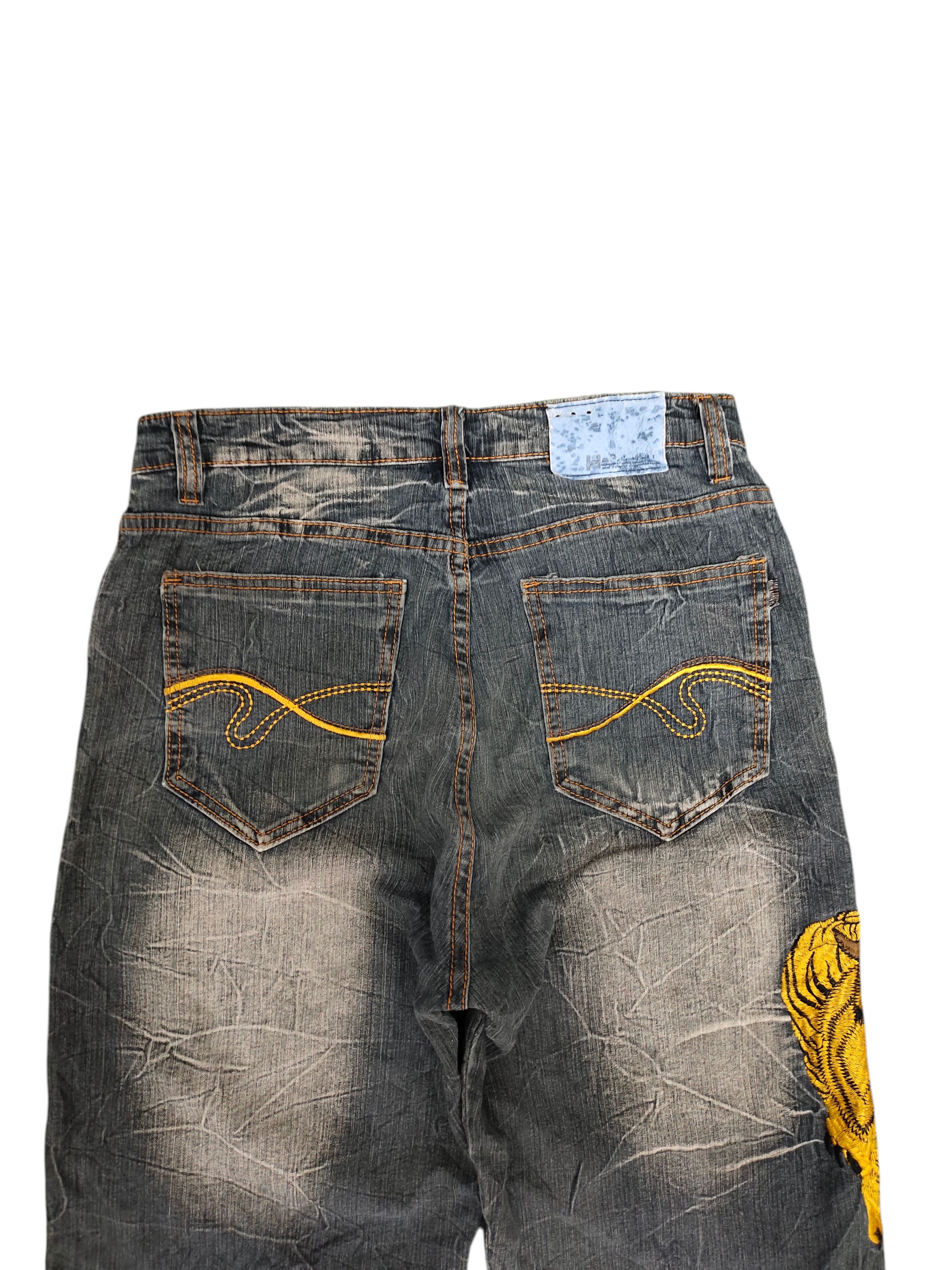 Karakuri Tamashii Vintage Sukajan Tiger Embroidered Distress Denim Jeans Size US 30 / EU 46 - 9 Thumbnail