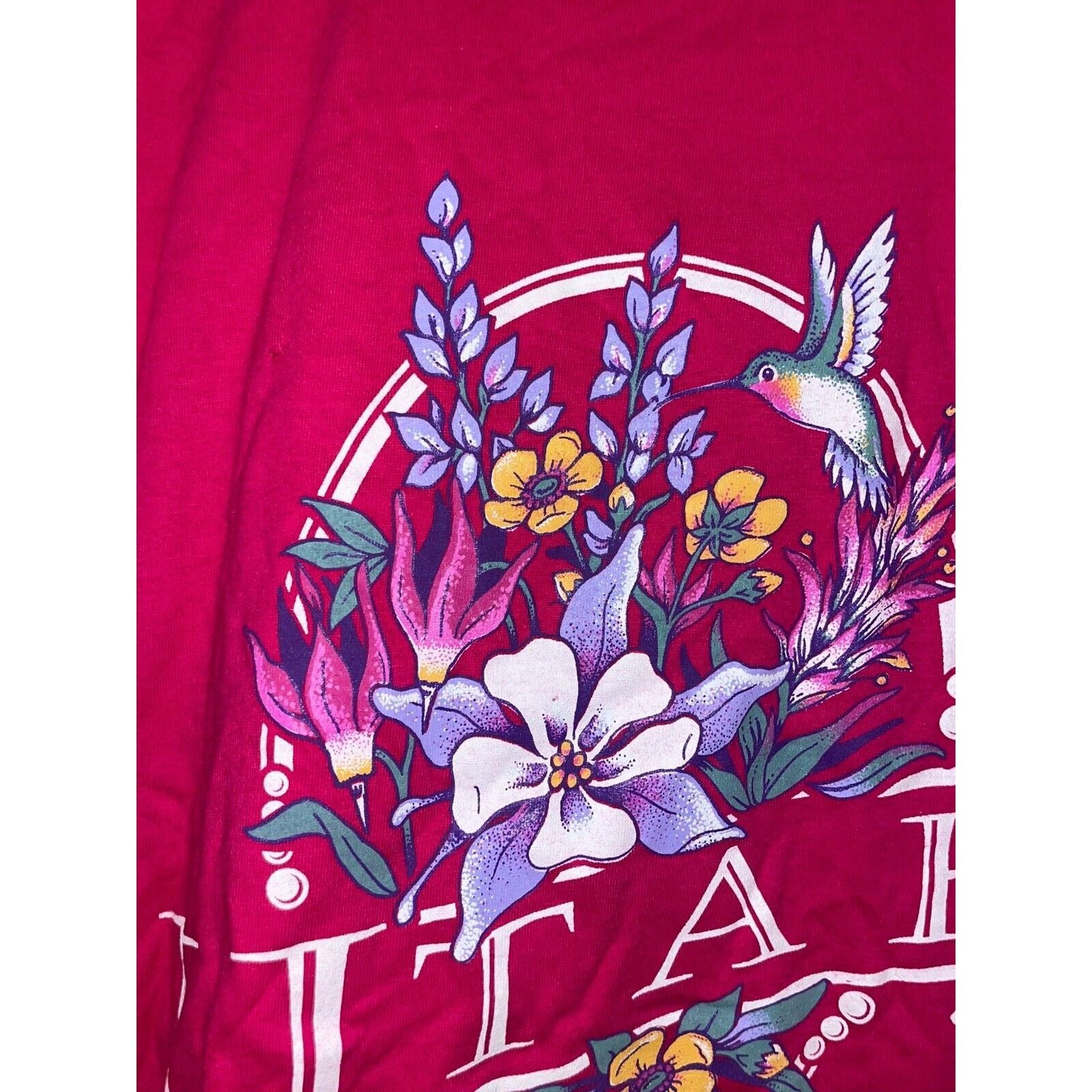 Jerzees Vintage Utah Pink Shirt Garden Flower Jerzees Tee VTG 90s M Size US M / EU 48-50 / 2 - 4 Thumbnail