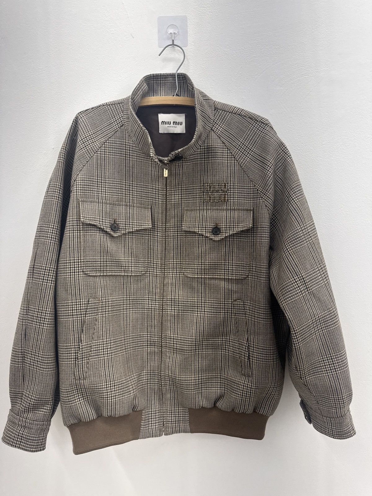 Miu Miu Checkered Bomber Jacket