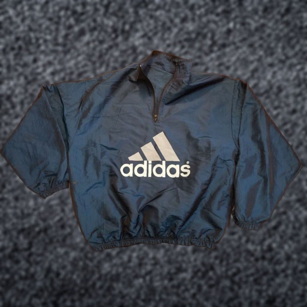 Adidas VINTAGE 90s Adidas Lightweight Navy Blue Windbreaker Jacket Mens XL Size US XL / EU 56 / 4 - 1 Thumbnail