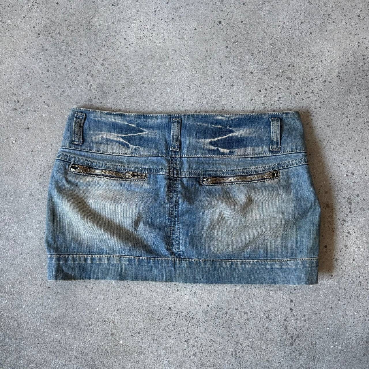 20471120 Amazing Vintage Y2K Rave Washed Denim Mini Skirt Size 28" / US 6 / IT 42 - 7 Thumbnail