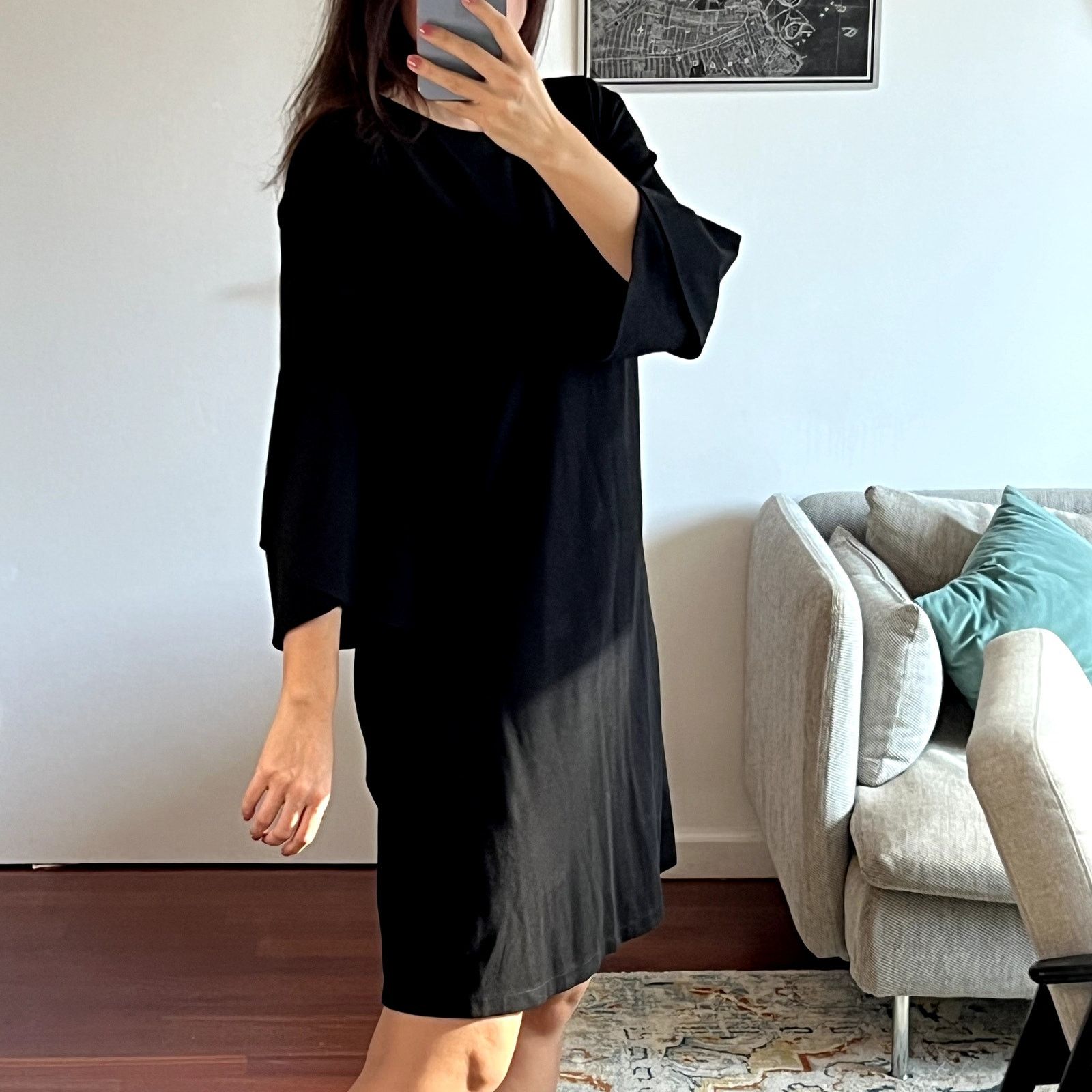 Lafayette 148 Lafayette 148 New York Layered Sleeve Shift Black Mini Dress Size S / US 4 / IT 40 - 3 Thumbnail