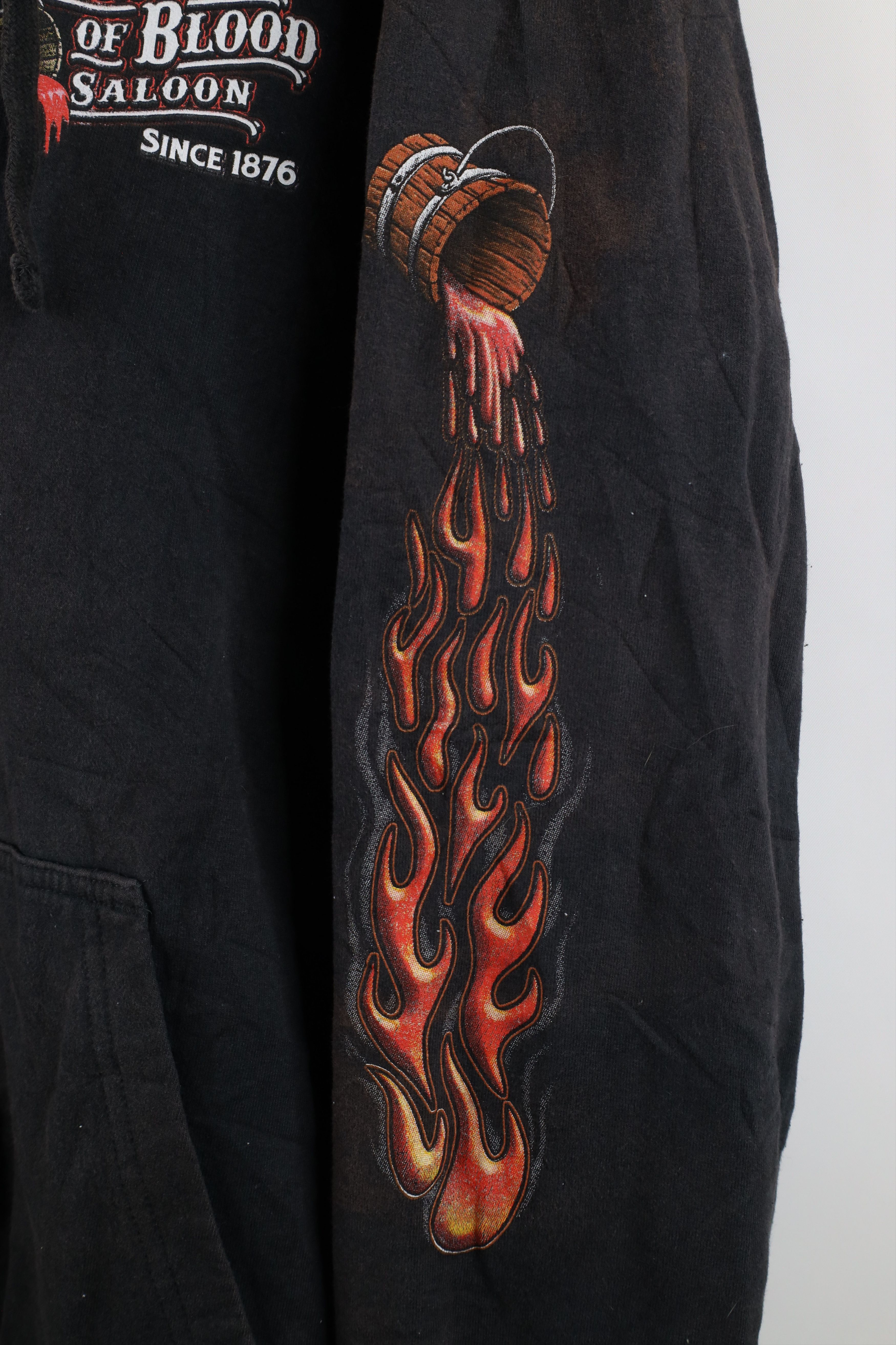 Vintage Vintage Y2K Streetwear of Blood Saloon Fire Flames Hoodie Size US XL / EU 56 / 4 - 4 Thumbnail
