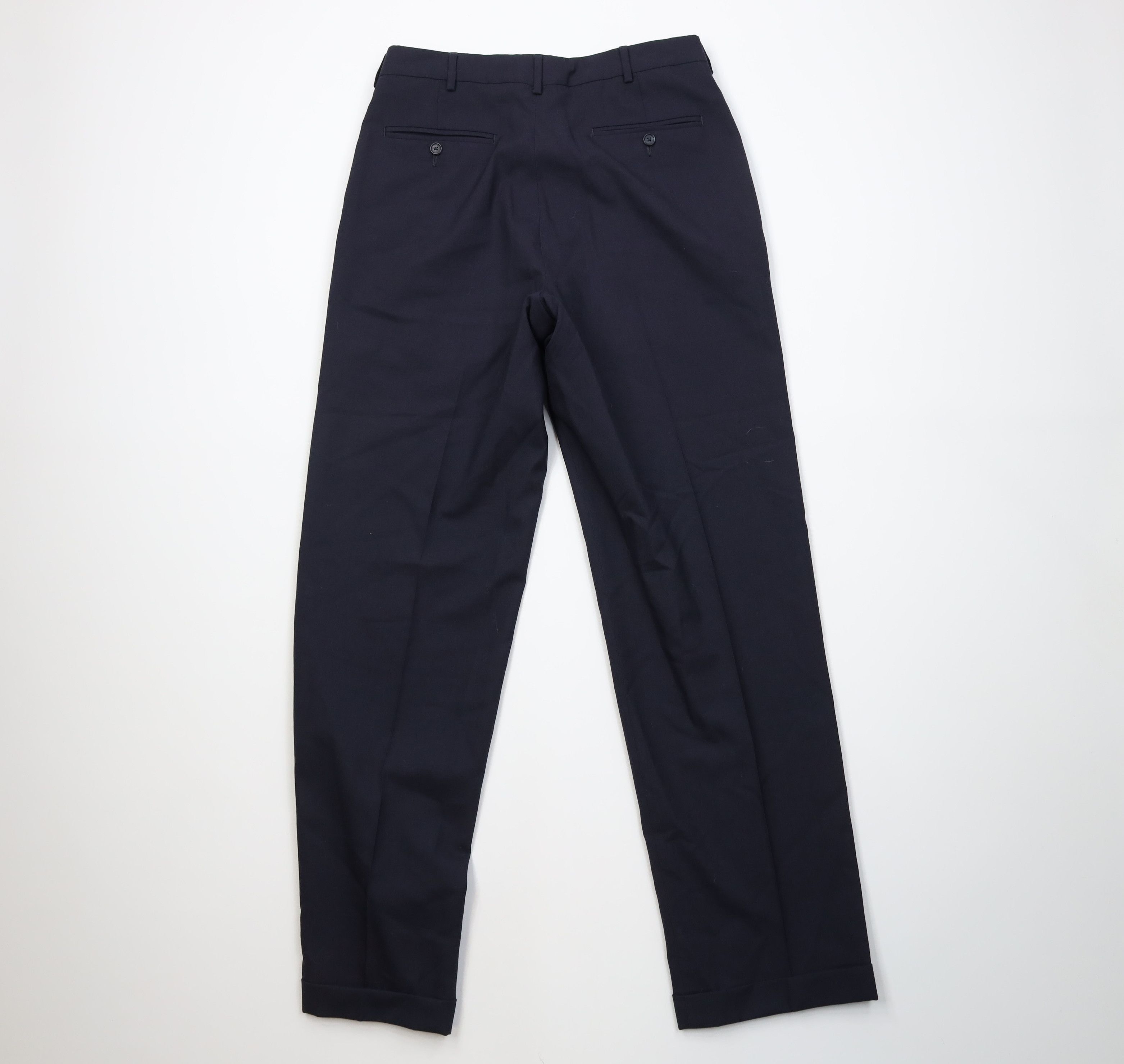 Lands' End Vintage 90s Lands End Cuffed Wool Knit Chino Pants Navy Blue Size US 32 / EU 48 - 8 Thumbnail
