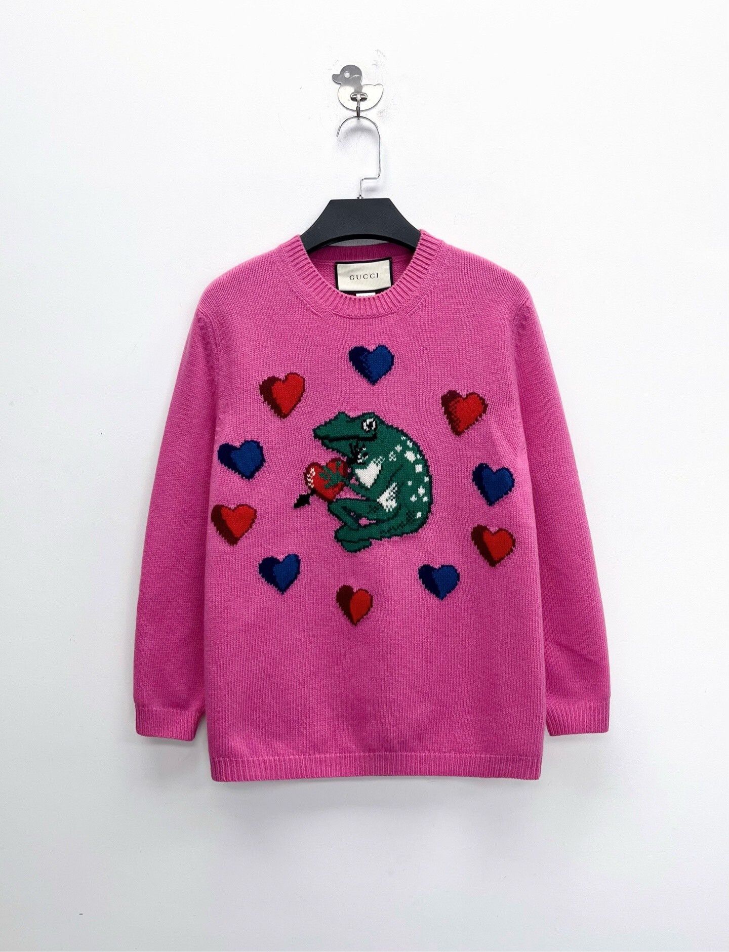 Gucci Gucci Pink Heart Frog 25 Intarsia Knit Sweater Size US M / EU 48-50 / 2 - 1 Thumbnail