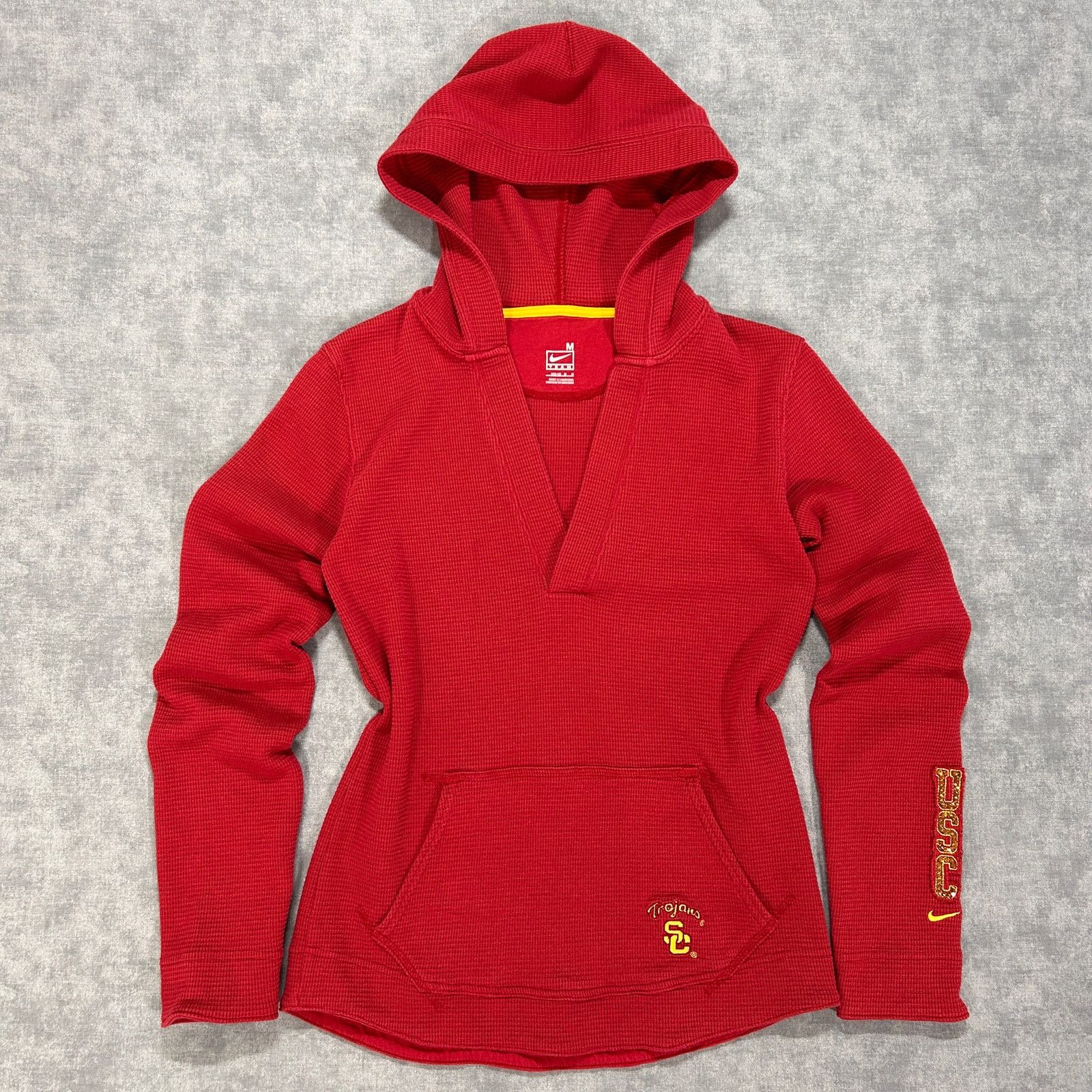 Nike VTG Y2K Nike USC Trojans waffle knit thermal hoodie womens M Size L / US 10 / IT 46 - 1 Thumbnail