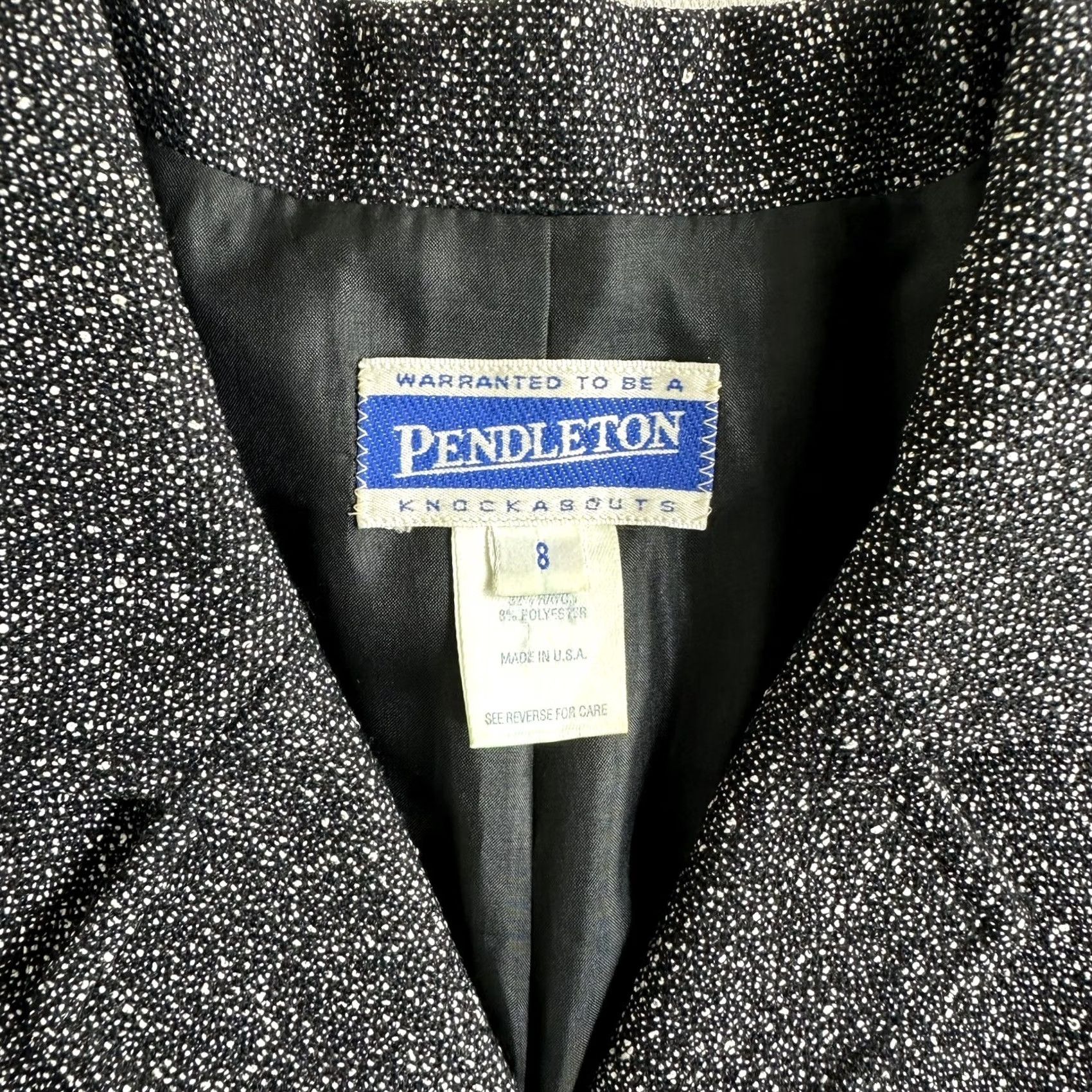 Pendleton VINTAGE Pendleton Blazer Womens 8 Black Wool Blend Tweed Single Breasted Made USA Size M / US 6-8 / IT 42-44 - 5 Thumbnail