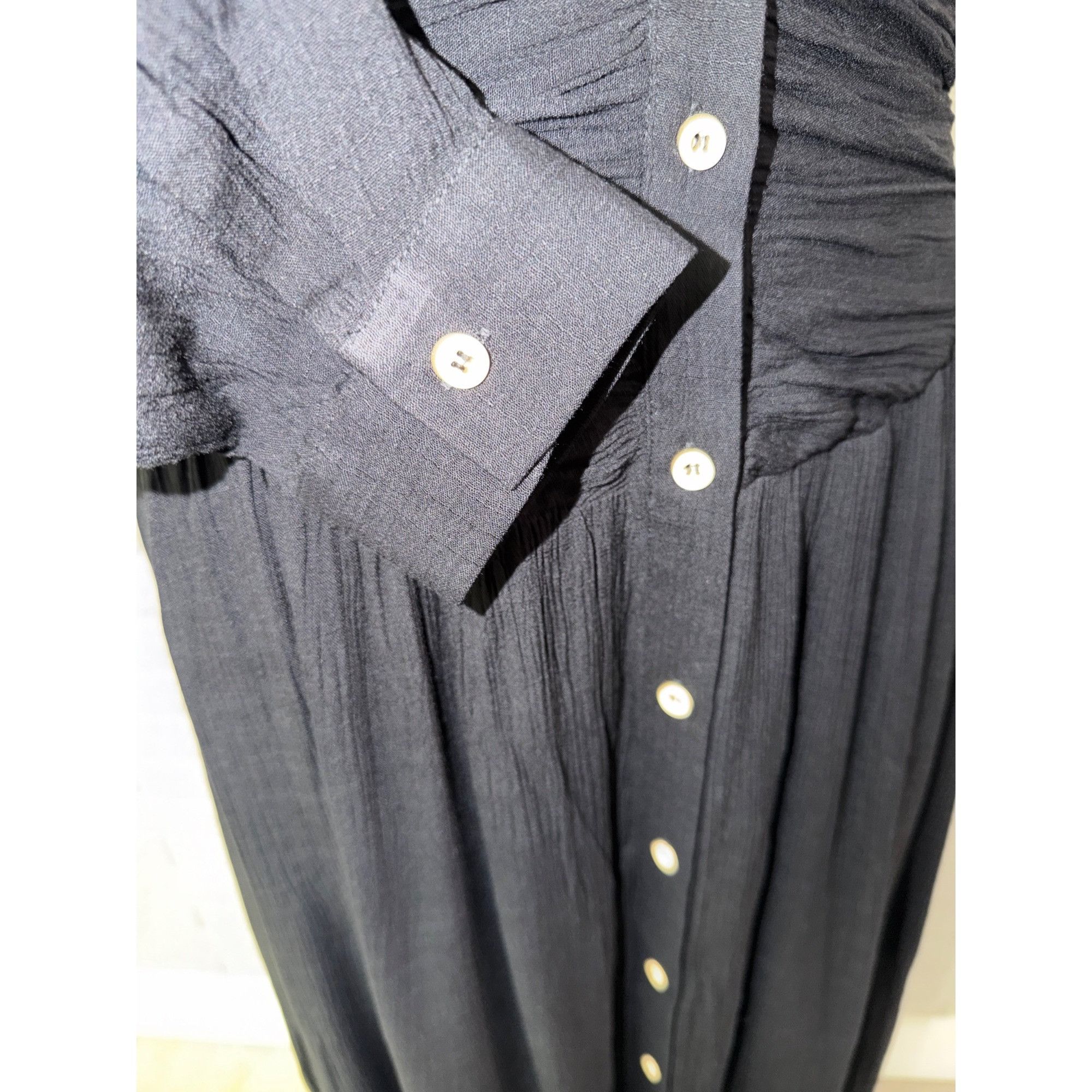 Other Modesees Women's Black Crinkled Cotton Long Sleeve Shirt Dre Size S / US 4 / IT 40 - 6 Thumbnail