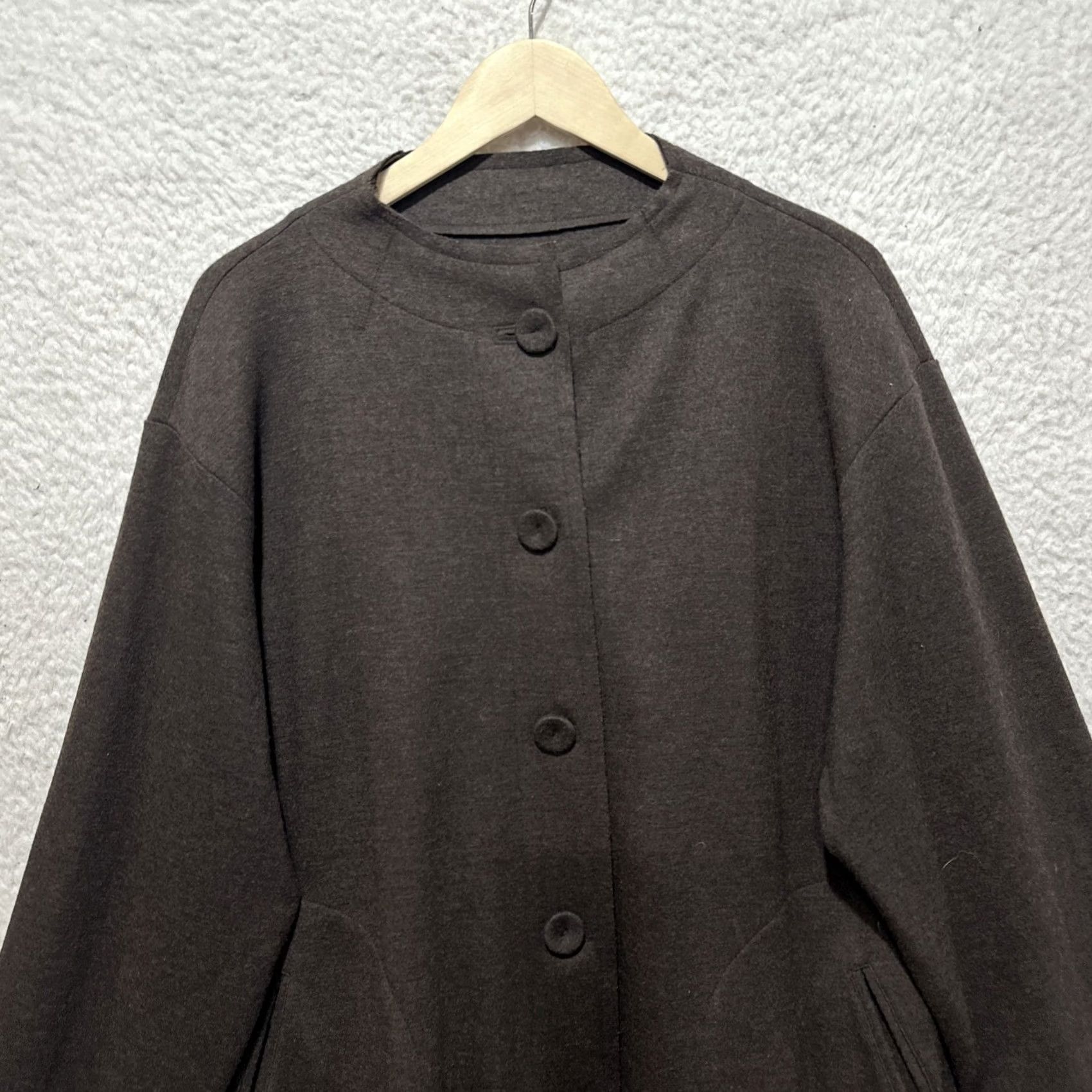 Eileen Fisher Eileen Fisher Women's Large Brown 100% Wool Coat Jacket Pockets Wool Coat Jacket Brown Pockets Button Mens?nd Size L / US 10 / IT 46 - 3 Thumbnail