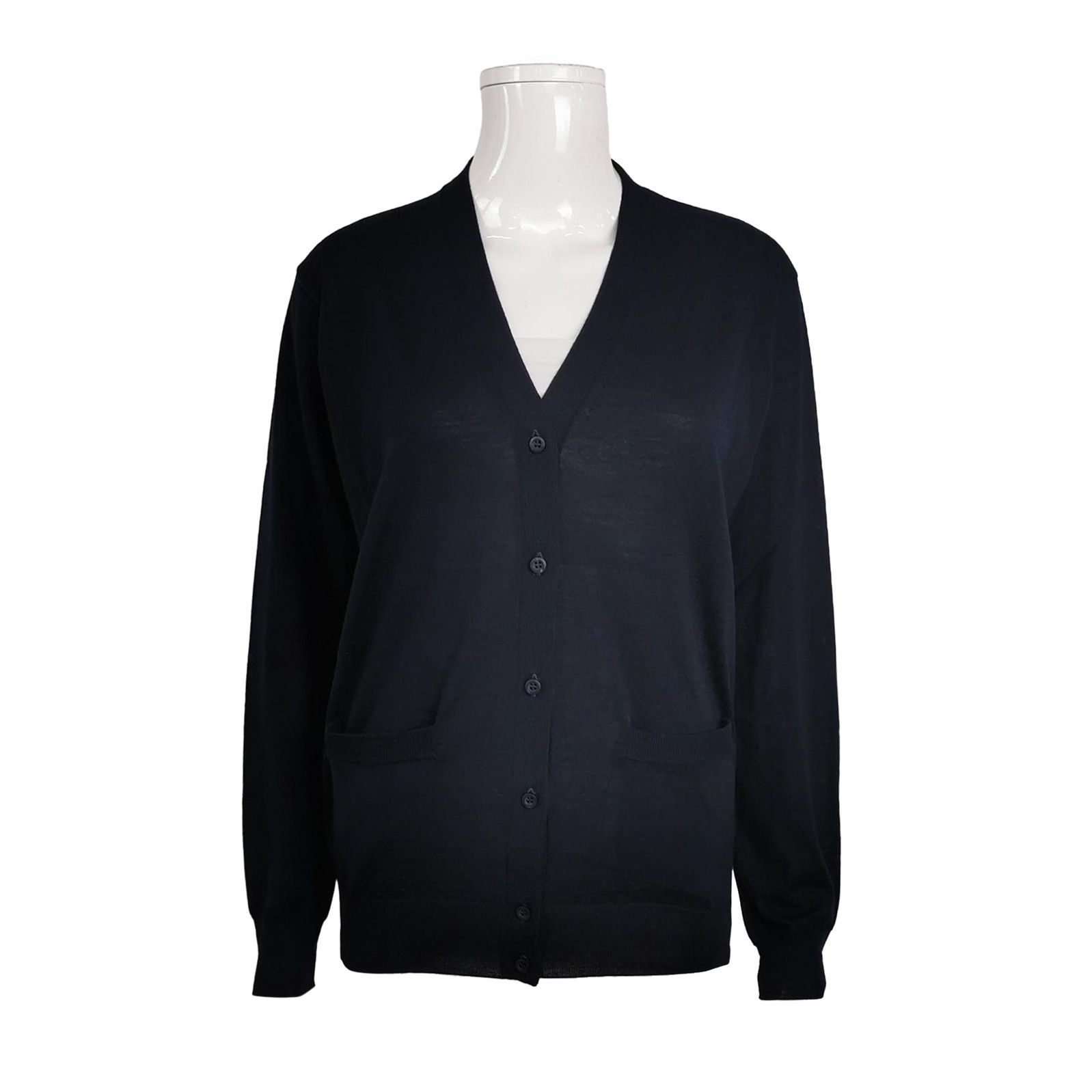 Prada Prada Wool V-Neck Cardigan in Navy 0089 Size S / US 4 / IT 40 - 1 Thumbnail