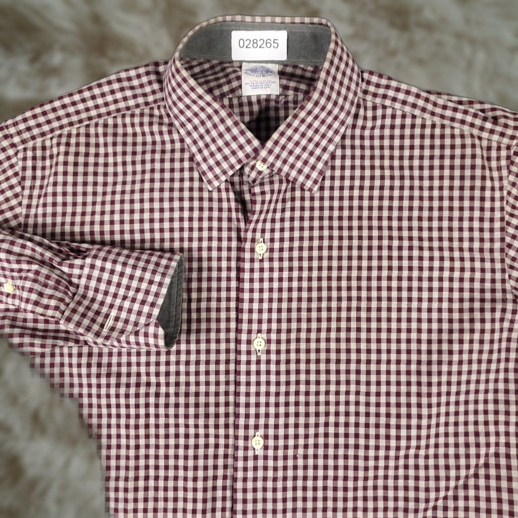 Brooks Brothers Brooks Brothers Dress Shirt Mens 17 Red Check Long Sleeve Button Down Size 46R - 1 Thumbnail