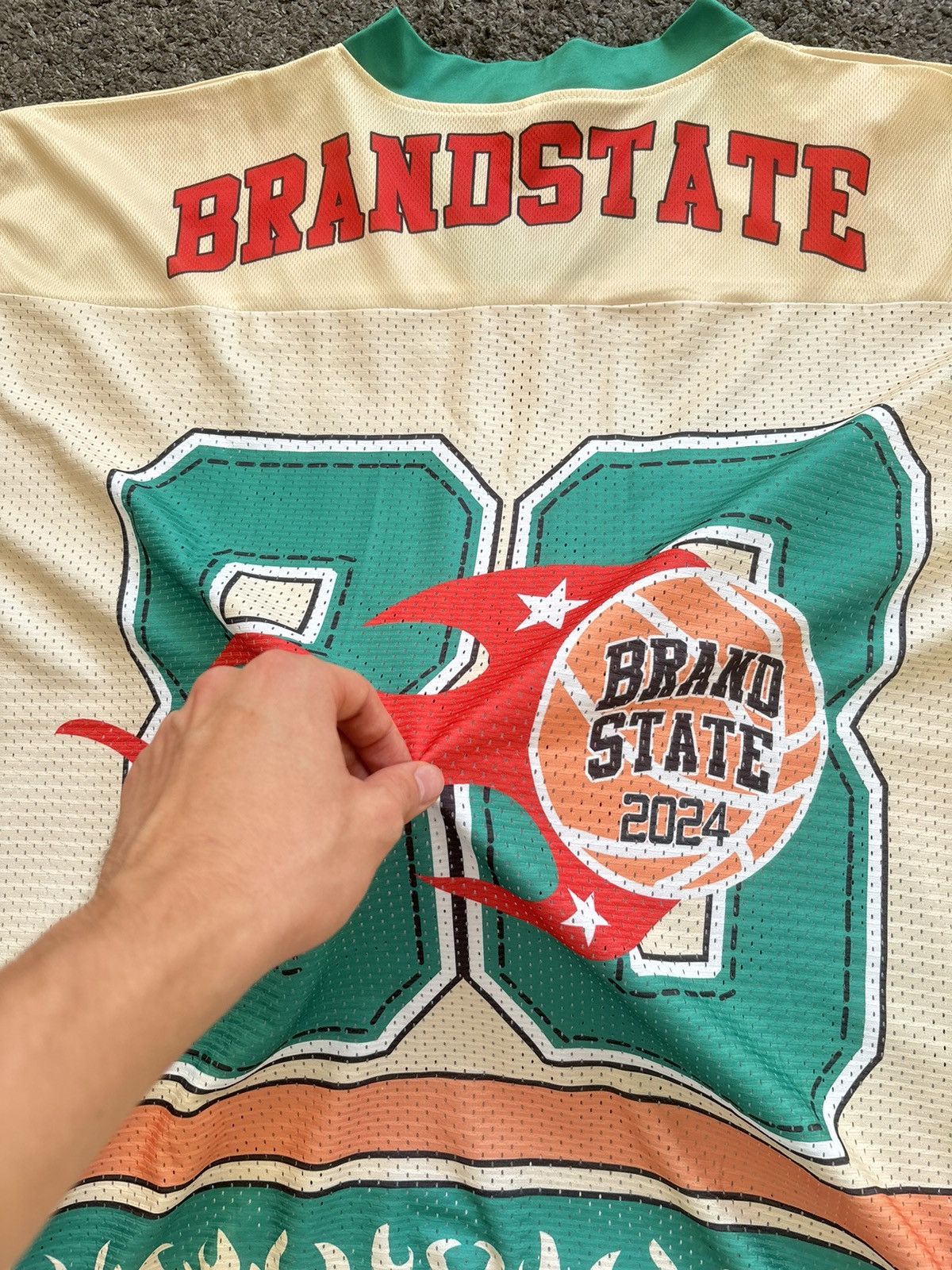 Japanese Brand Vintage oversize basketball 80 football cream green jersey Size US M / EU 48-50 / 2 - 16 Thumbnail
