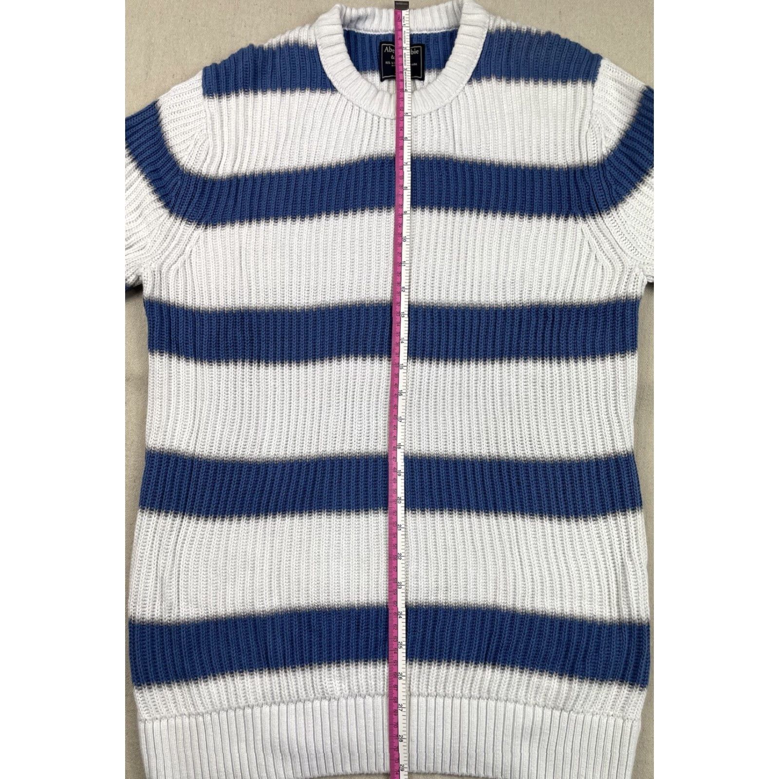 Abercrombie & Fitch Abercrombie & Fitch Knit Sweater Crewneck Striped Sz S Blue Mens Oversized Size US S / EU 44-46 / 1 - 6 Thumbnail