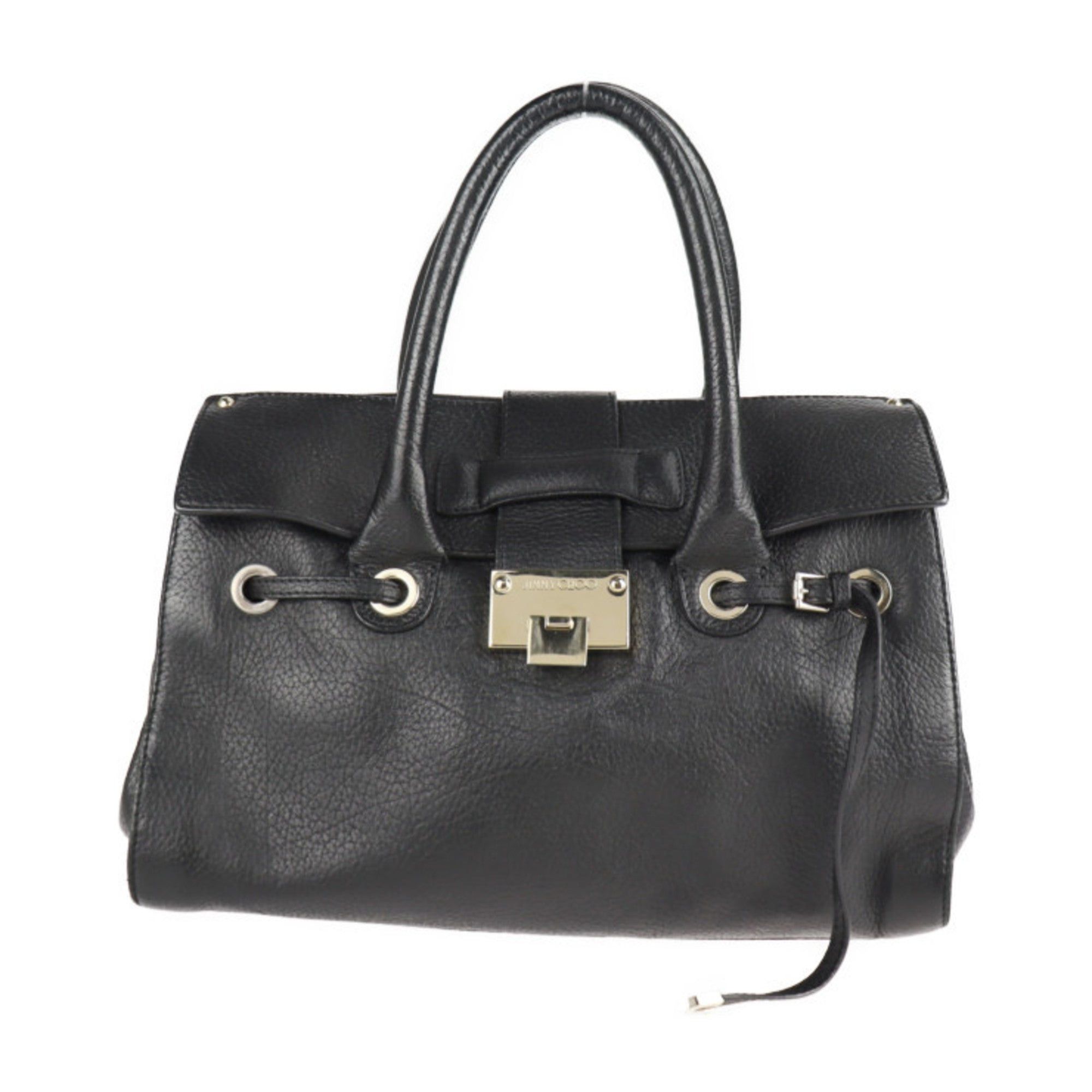 image of Jimmy Choo Riley Handbag Leather Black 2Way Shoulder Bag, Women's
