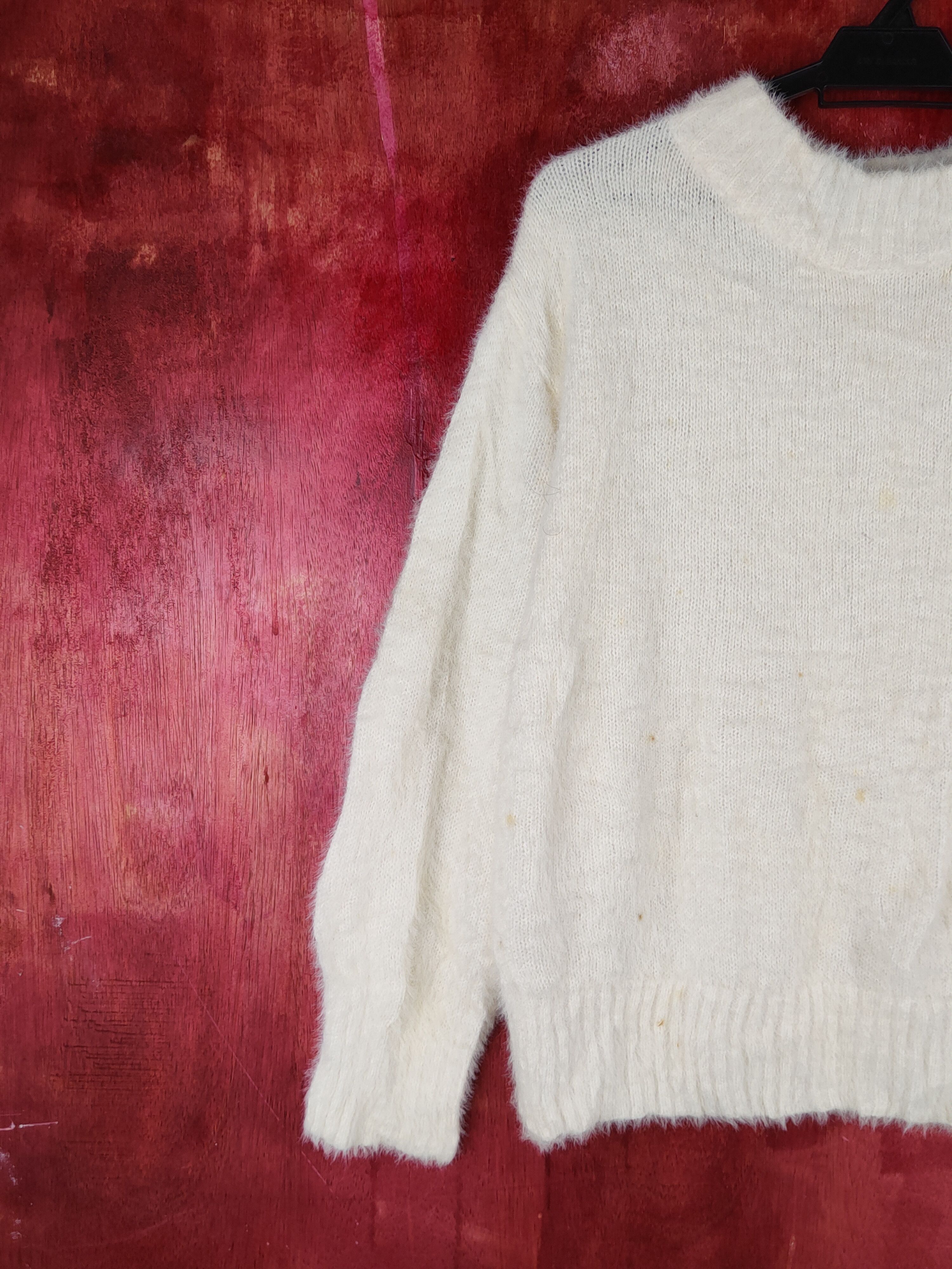 Aran Isles Knitwear Earth Music& Ecology Ivory Fur Mohair Knitwear #S1938 Size M / US 6-8 / IT 42-44 - 3 Thumbnail