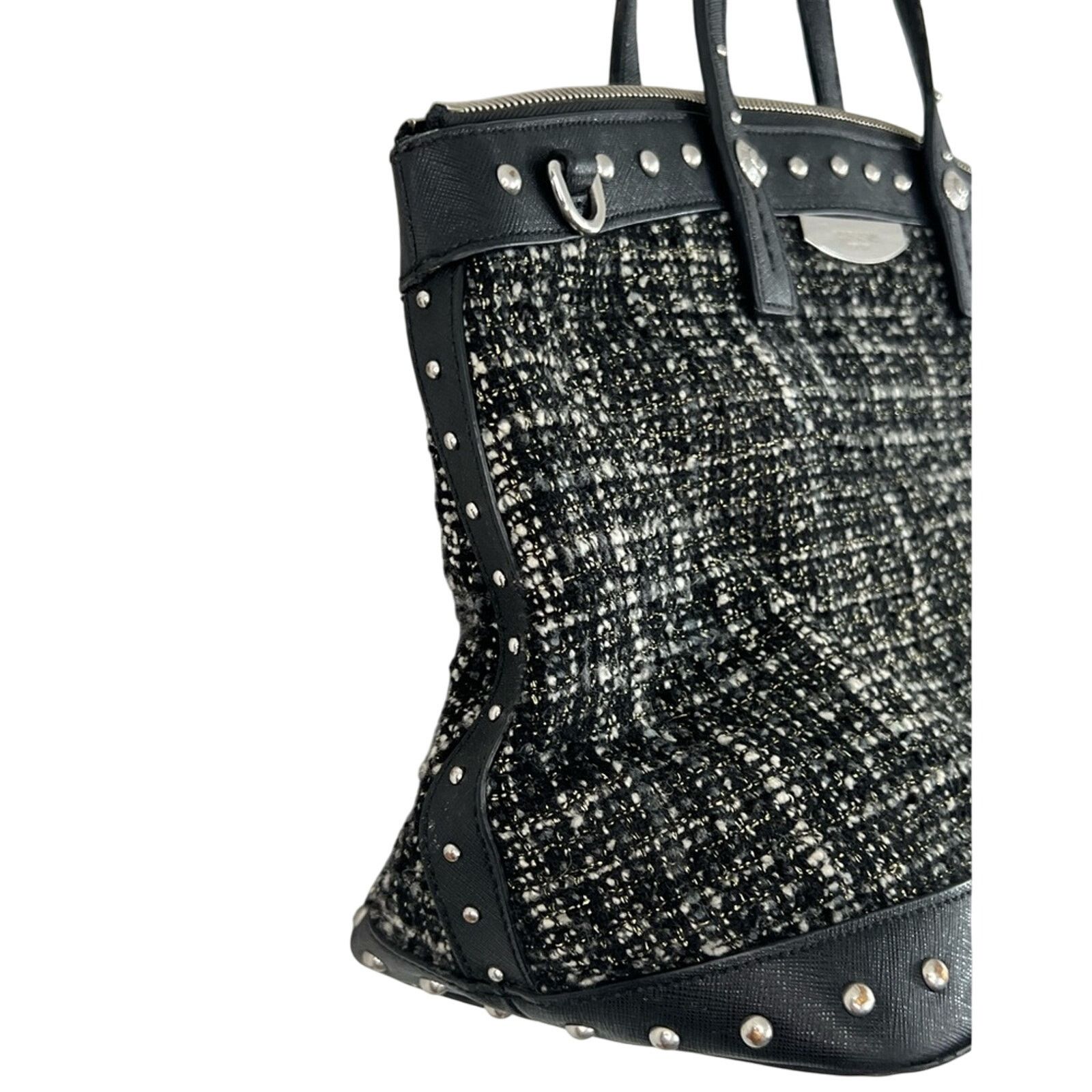 Henri Bendel Henri Bendel Black & White Fabric & Leather Bag Pearl Accent Size ONE SIZE - 8 Thumbnail