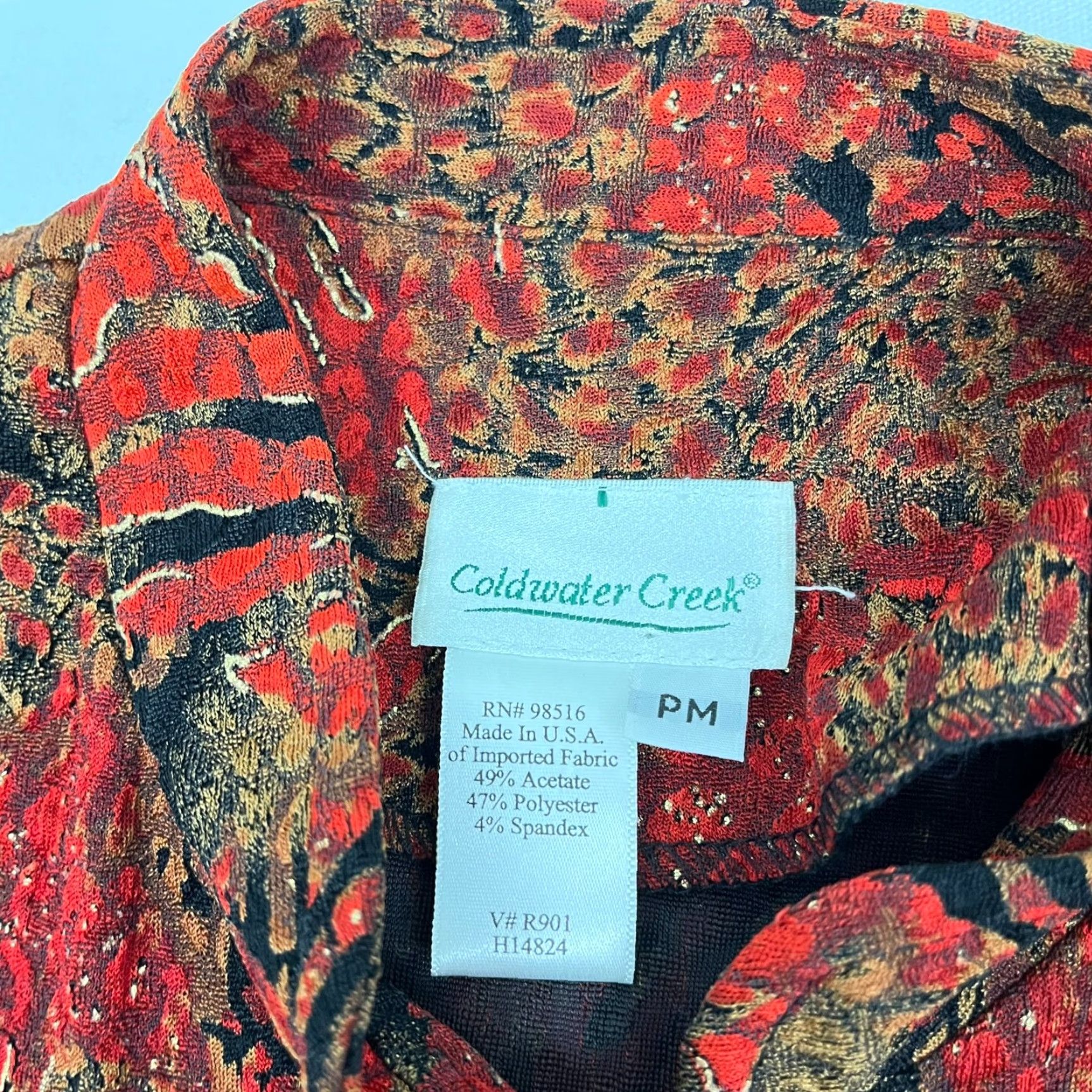 Coldwater Creek Coldwater Creek Blouse Button Womens Medium Red Gold Abstract Whimscial Eclectic Size M / US 6-8 / IT 42-44 - 2 Thumbnail